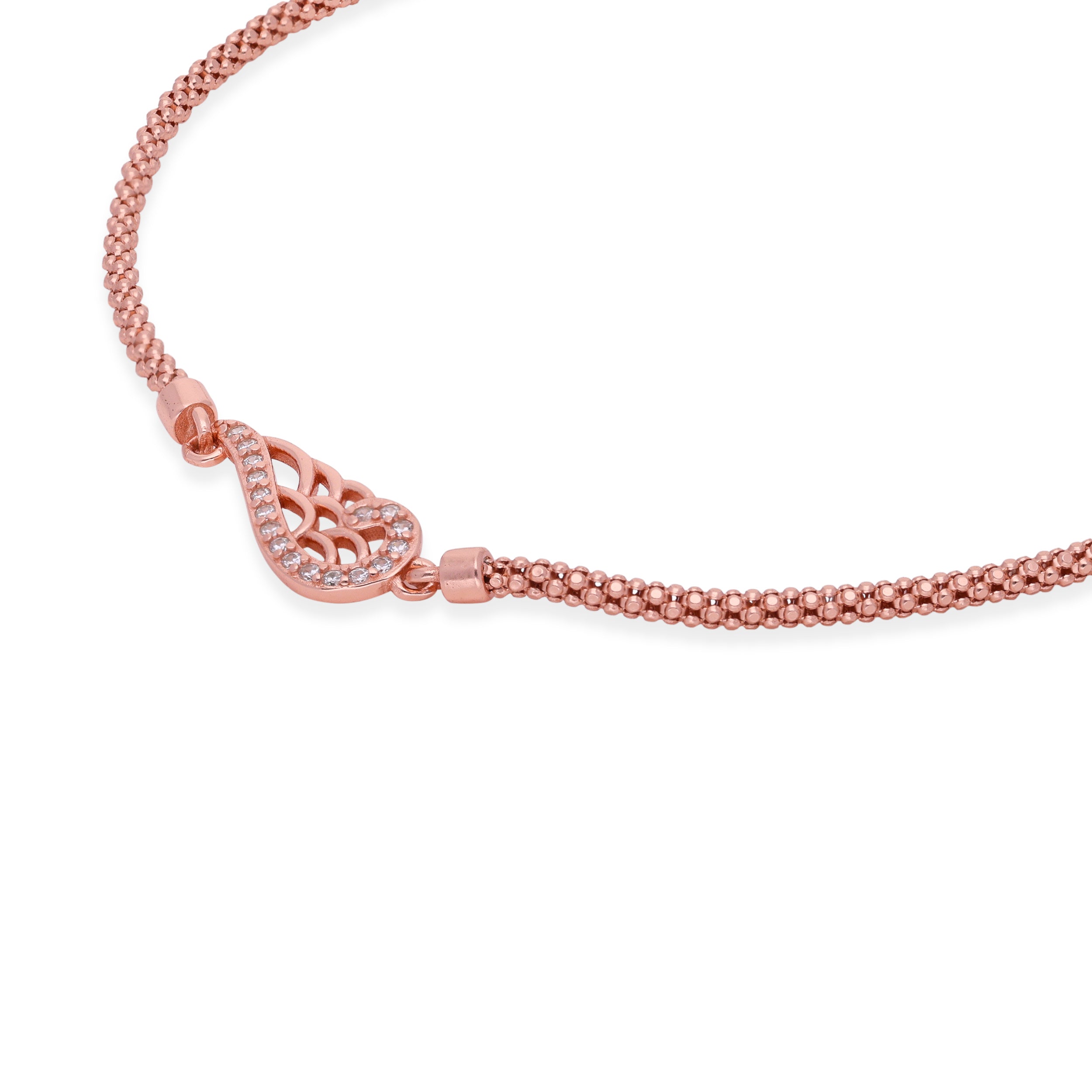 Rose Gold Filigree Heart Bracelet with Diamond Accents | SKU : 0003111642, 0003111703, 0003111666