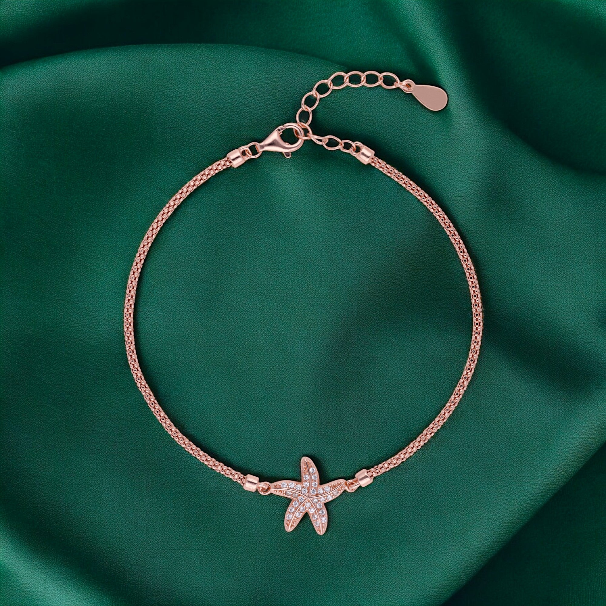 Rose Gold Starfish Bracelet with Diamond Pave Accents | SKU : 000311167, 0003111734, 0003111741, 0003111680, 0003111673, 0003111727