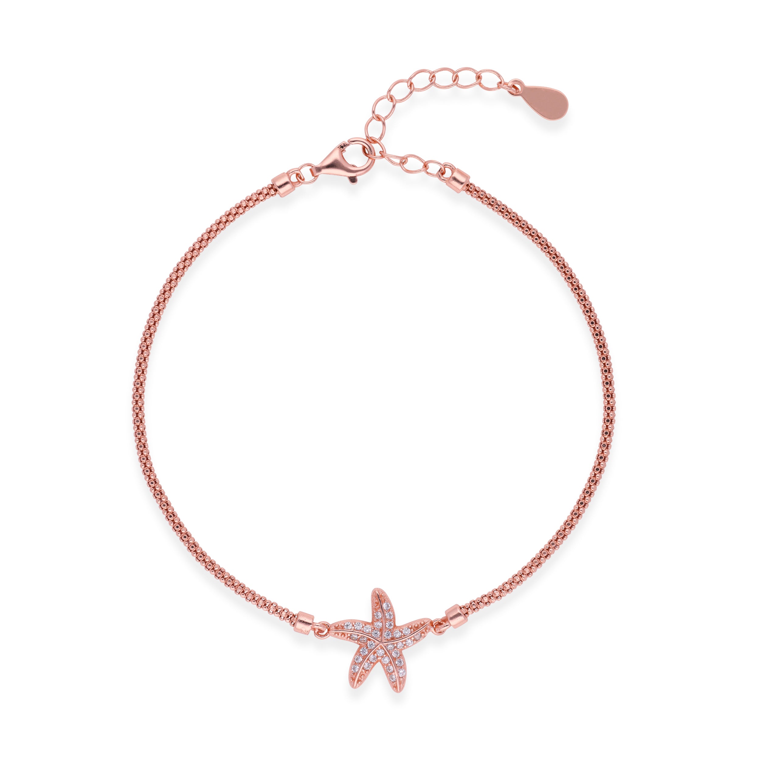 Rose Gold Starfish Bracelet with Diamond Pave Accents | SKU : 0003111673