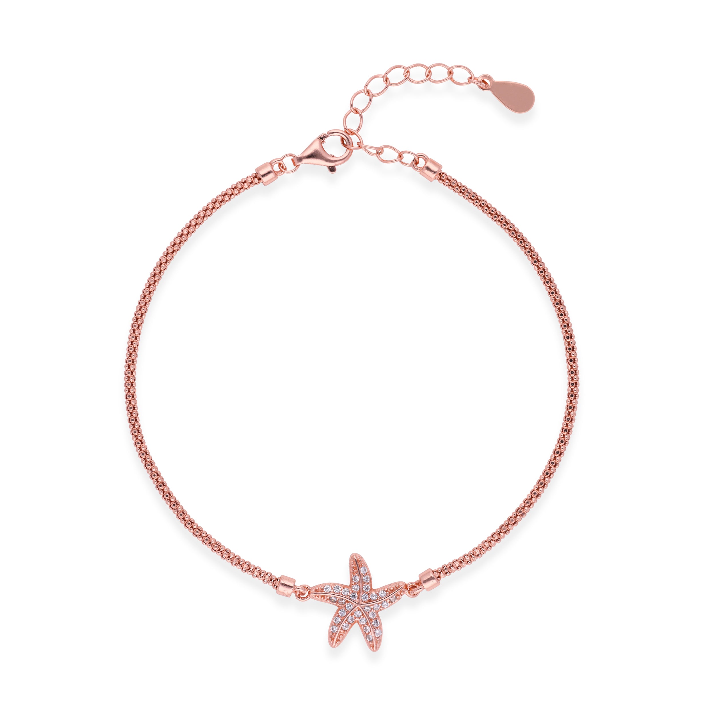 Rose Gold Starfish Bracelet with Diamond Pave Accents | SKU : 000311167, 0003111734, 0003111741, 0003111680, 0003111673, 0003111727