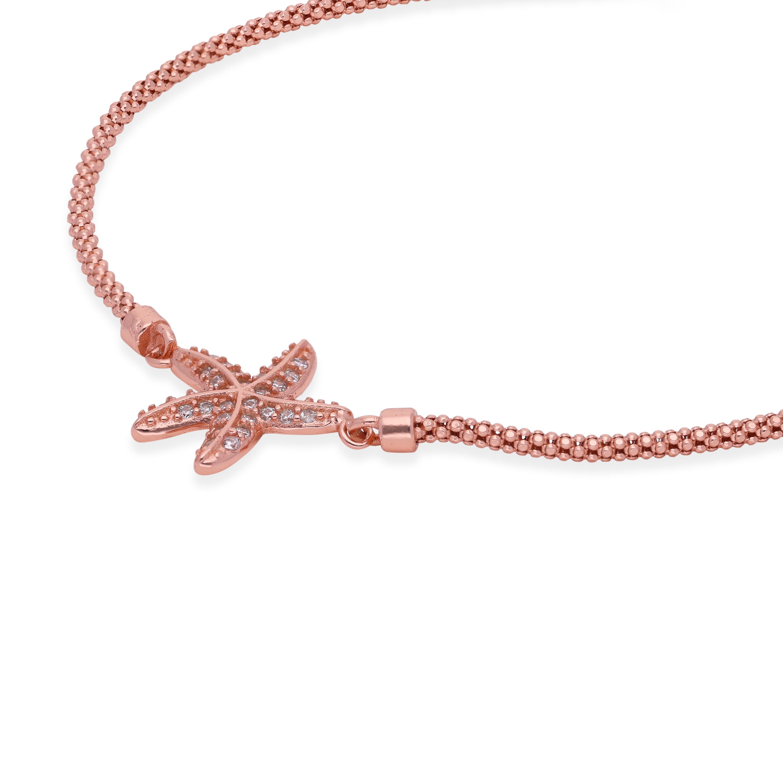 Rose Gold Starfish Bracelet with Diamond Pave Accents | SKU : 0003111673