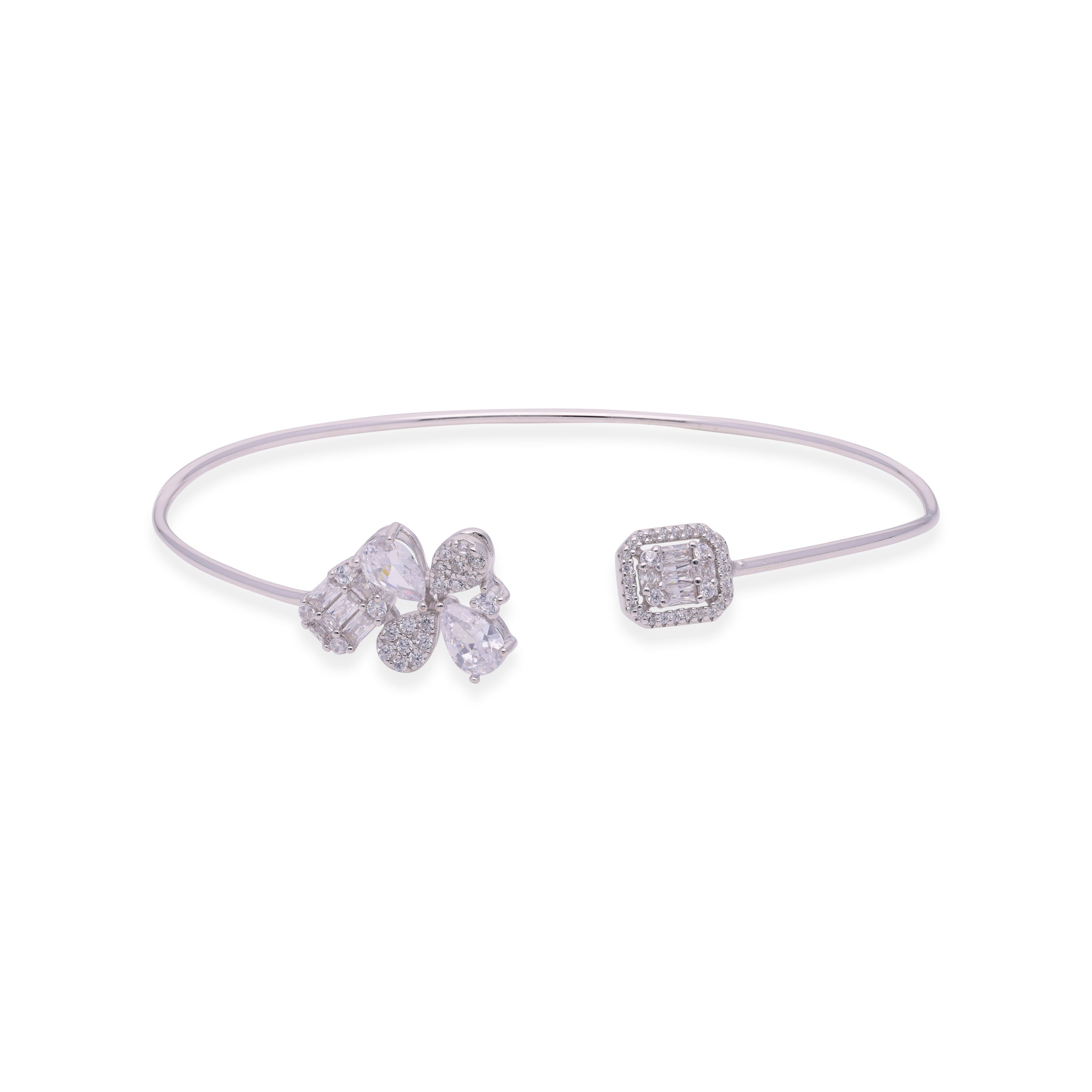 Elegant Rose Glow: Open Oval Sterling Silver Bracelet with Cubic Zirconia | SKU : 0003111857, 0019889108, 0019889092, 0003111819, 0003111833, 0003111802. 0003111871