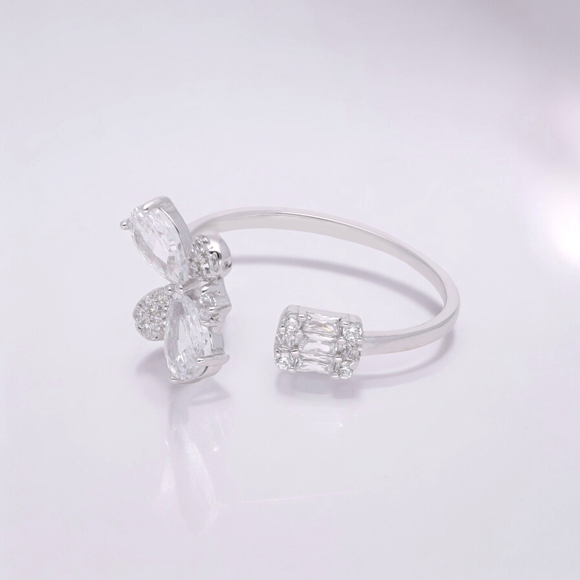 Silver Crystal Butterfly Open Cuff Ring | SKU : 0003111826, 0003111901, 0003111840, 0003111864