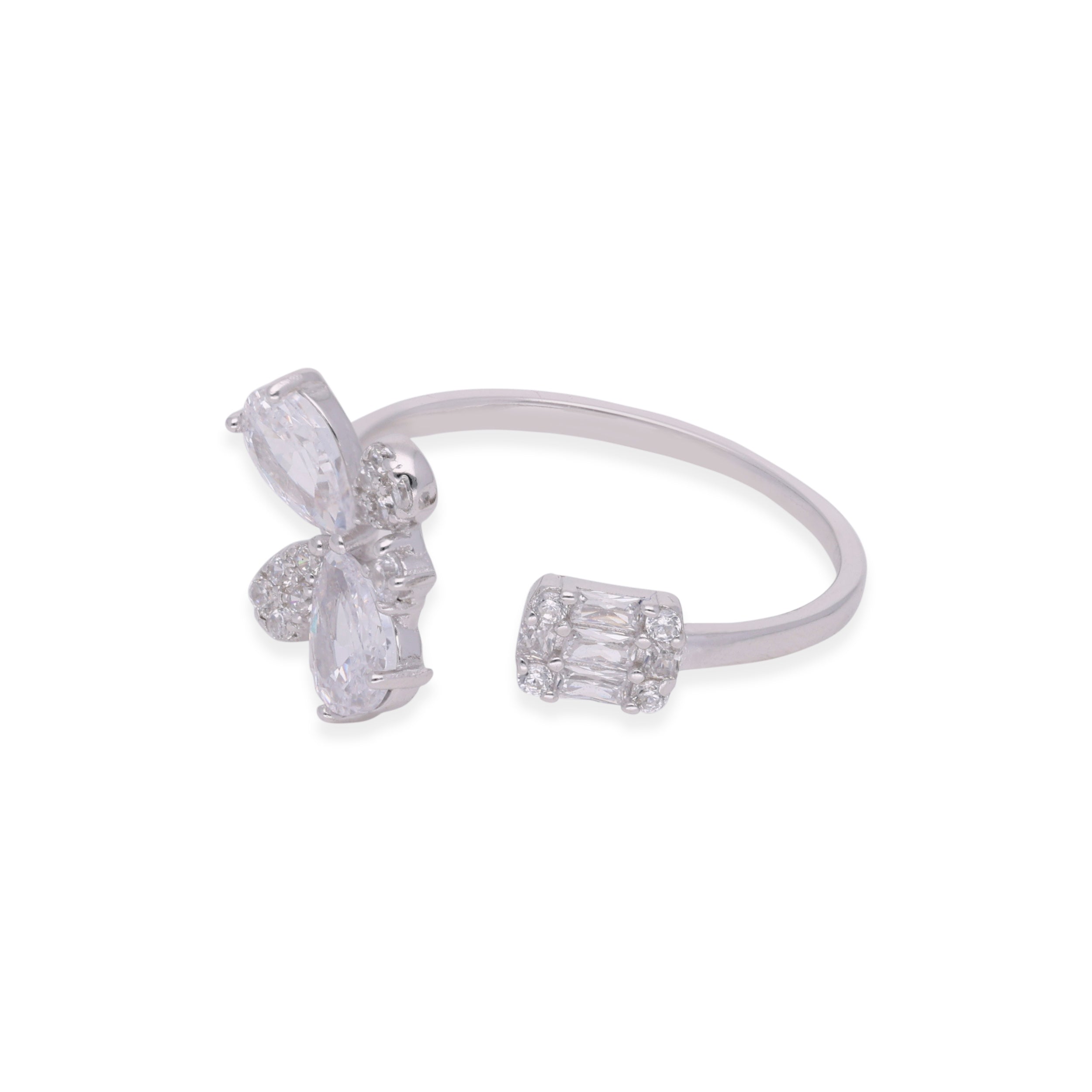 Silver Crystal Butterfly Open Cuff Ring | SKU : 0003111826, 0003111901, 0003111840, 0003111864