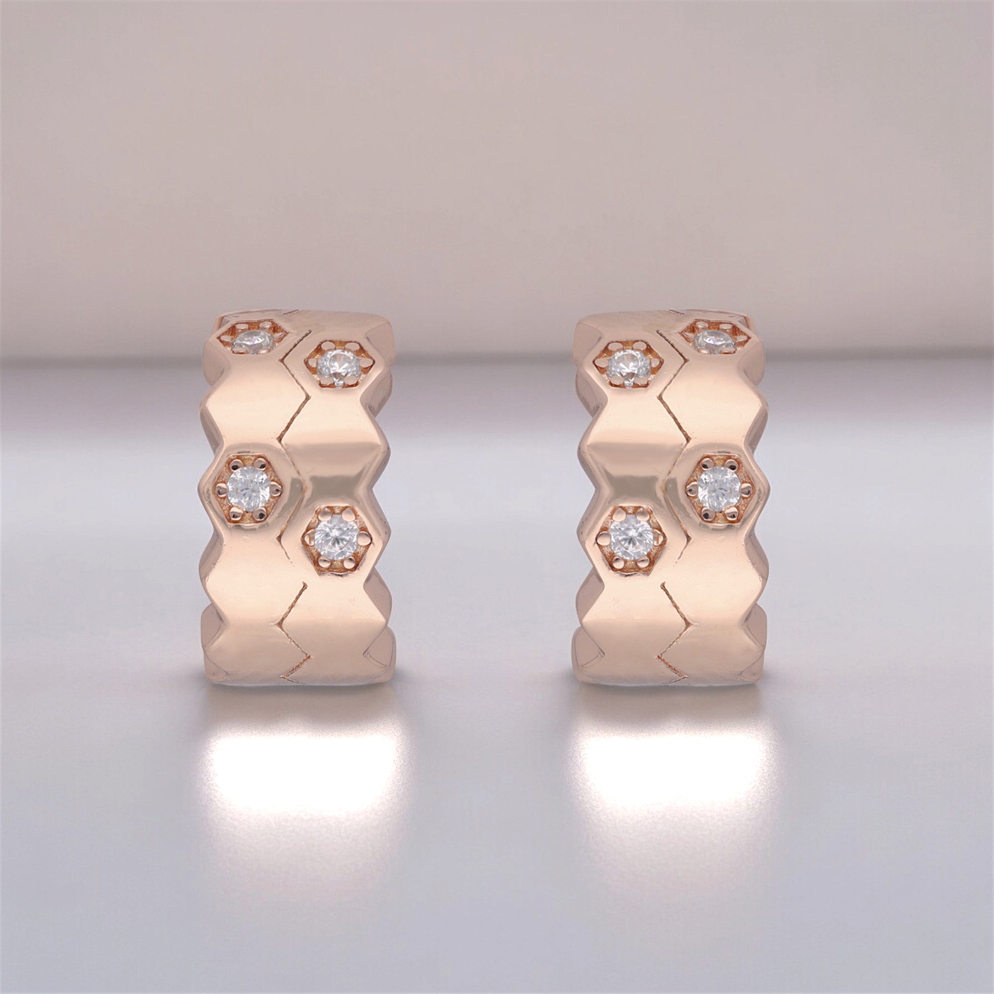 Rose Gold Geometric Diamond Stud Earrings | SKU : 0003112298, 0003112502, 0003112441, 0003112656, 0003112595