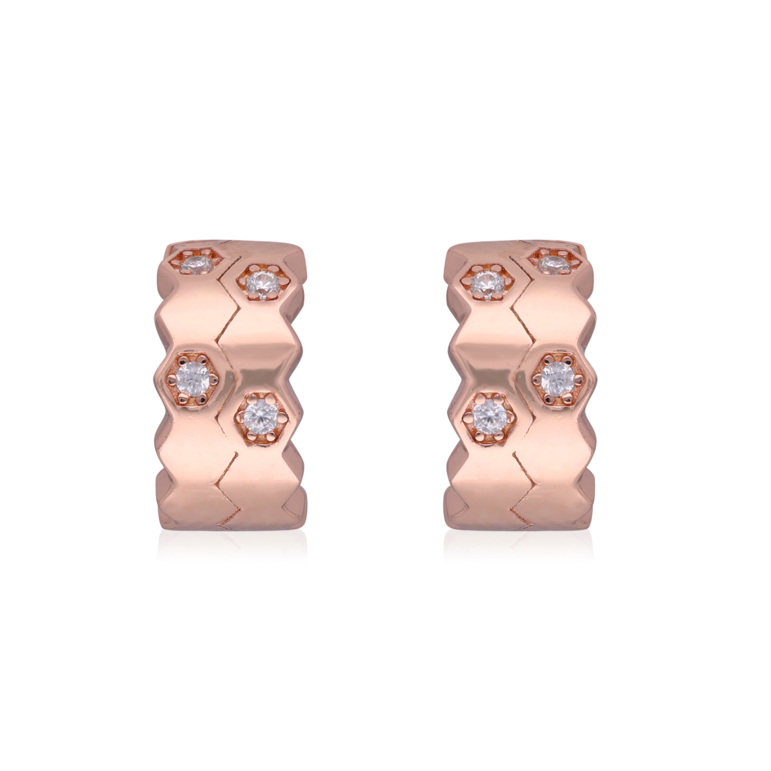 Rose Gold Geometric Diamond Stud Earrings | SKU : 0003112298, 0003112502