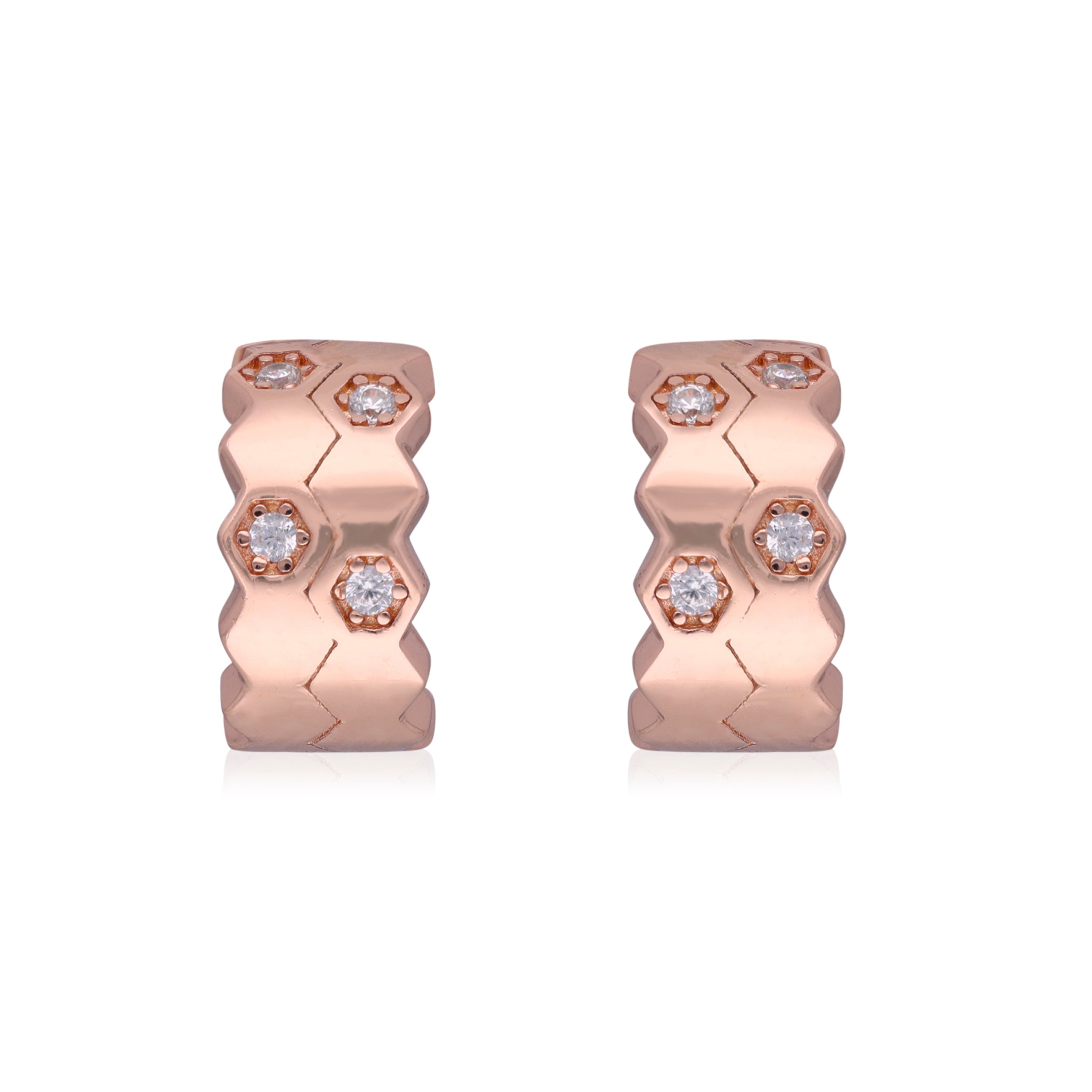 Rose Gold Geometric Diamond Stud Earrings | SKU : 0003112298, 0003112502, 0003112441, 0003112656, 0003112595