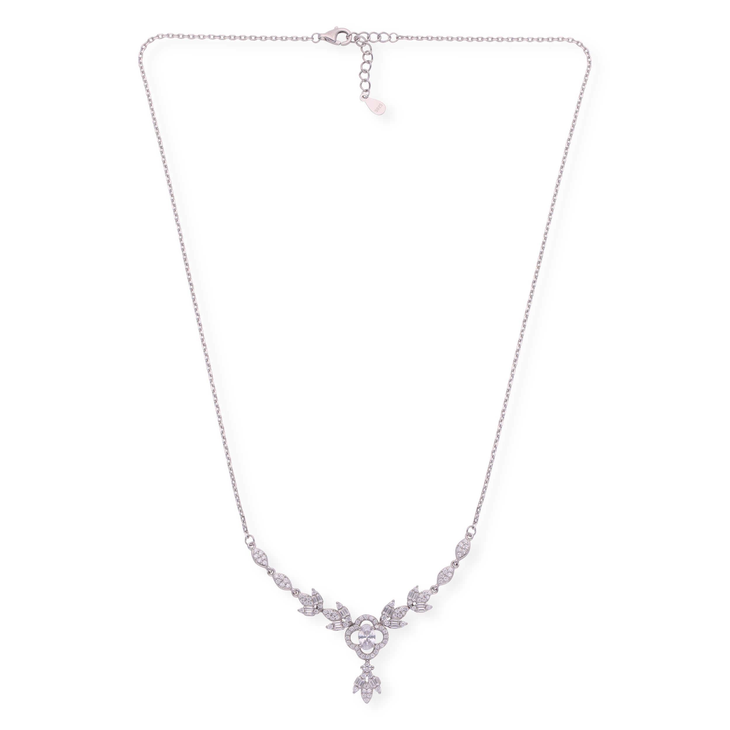 Sparkling Serenity: Sterling Silver Double Hook Chain Pendant | SKU : 0003113783, 0003113905