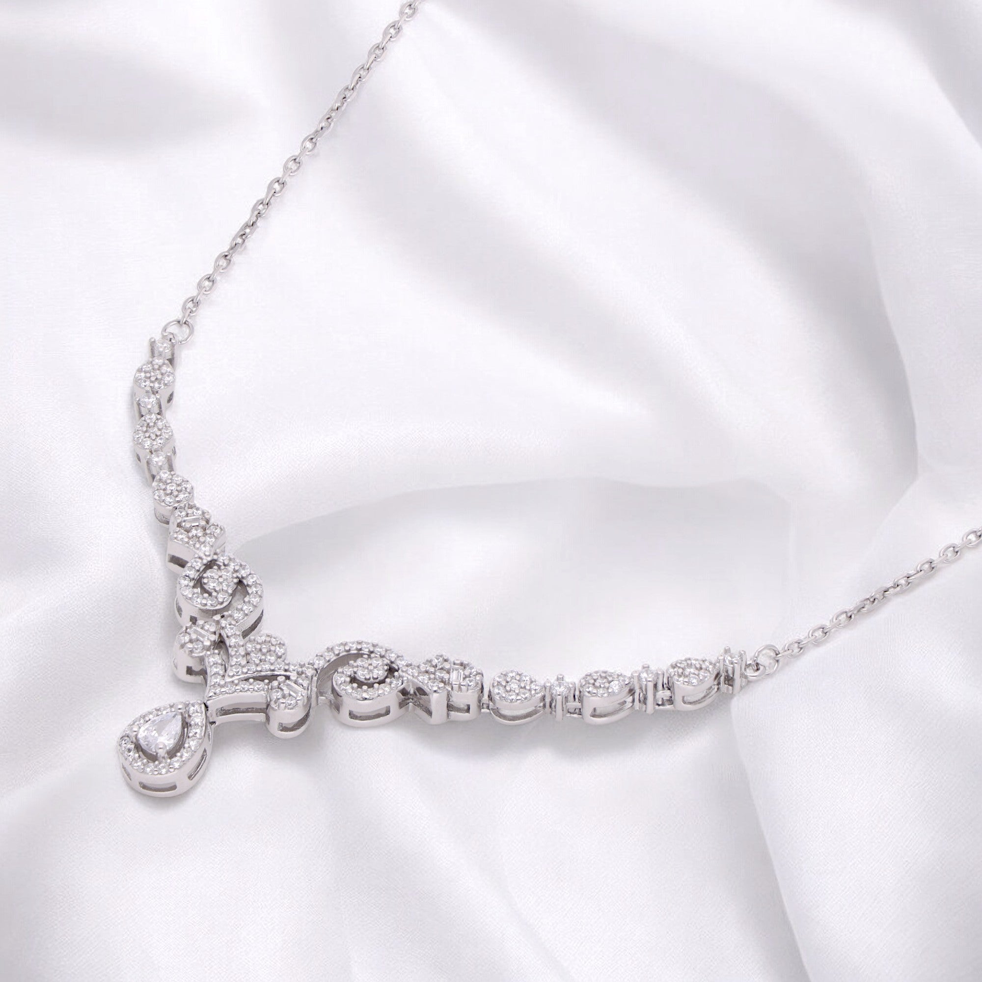 Celestial Cascade: Sterling Silver Double Hook Chain Pendant | SKU : 0003343142, 0003113868, 0003113844