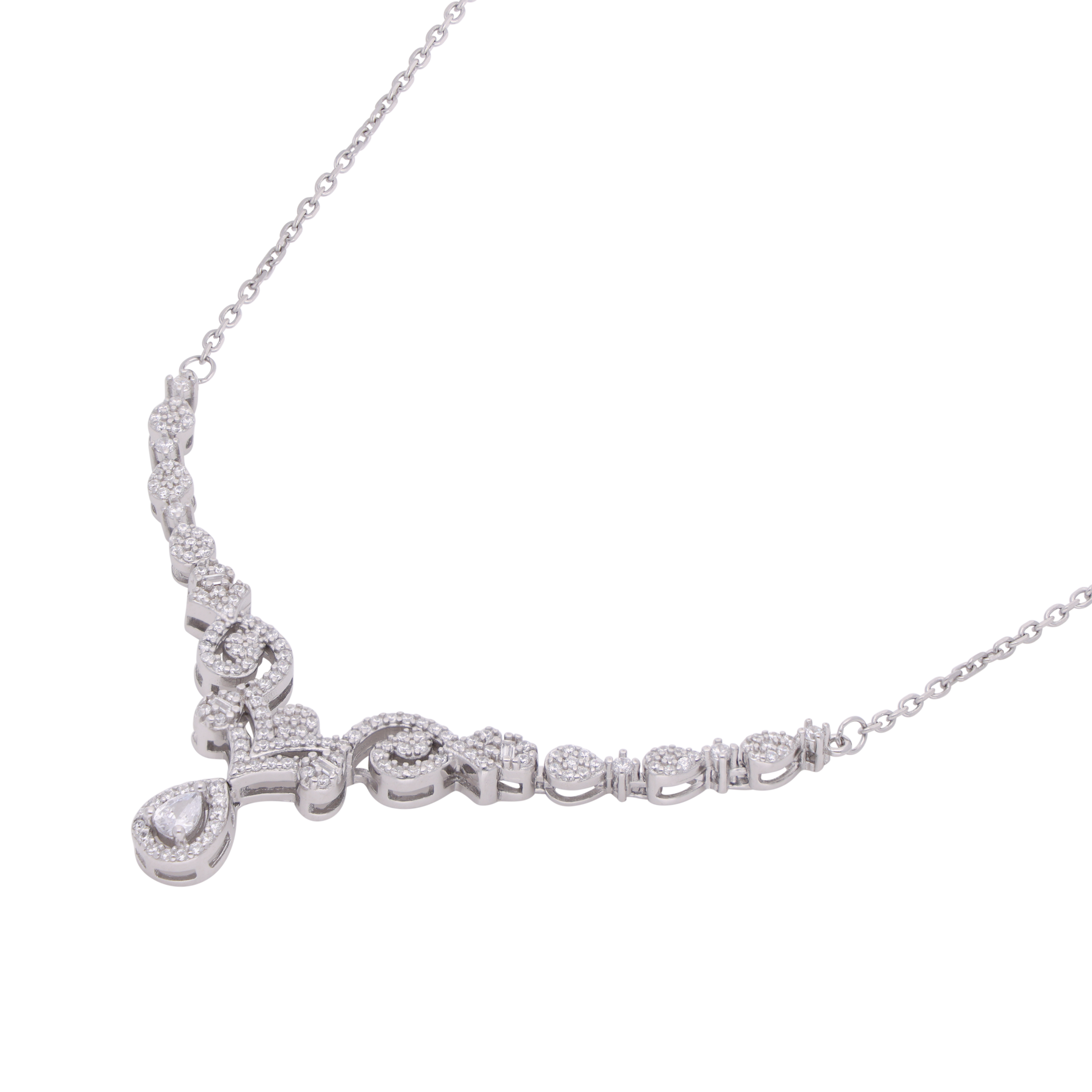 Celestial Cascade: Sterling Silver Double Hook Chain Pendant | SKU : 0003113868