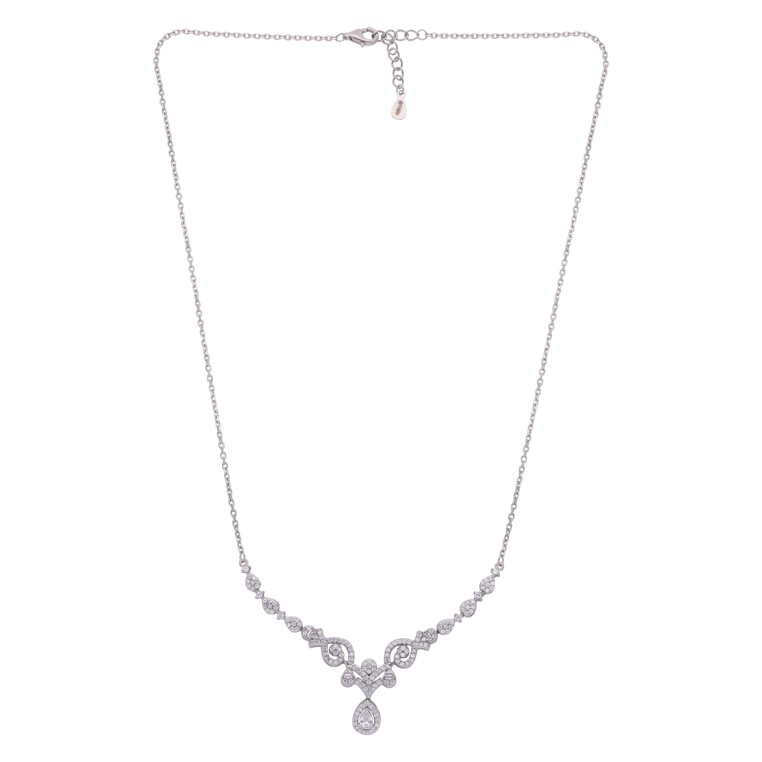 Celestial Cascade: Sterling Silver Double Hook Chain Pendant | SKU : 0003113868