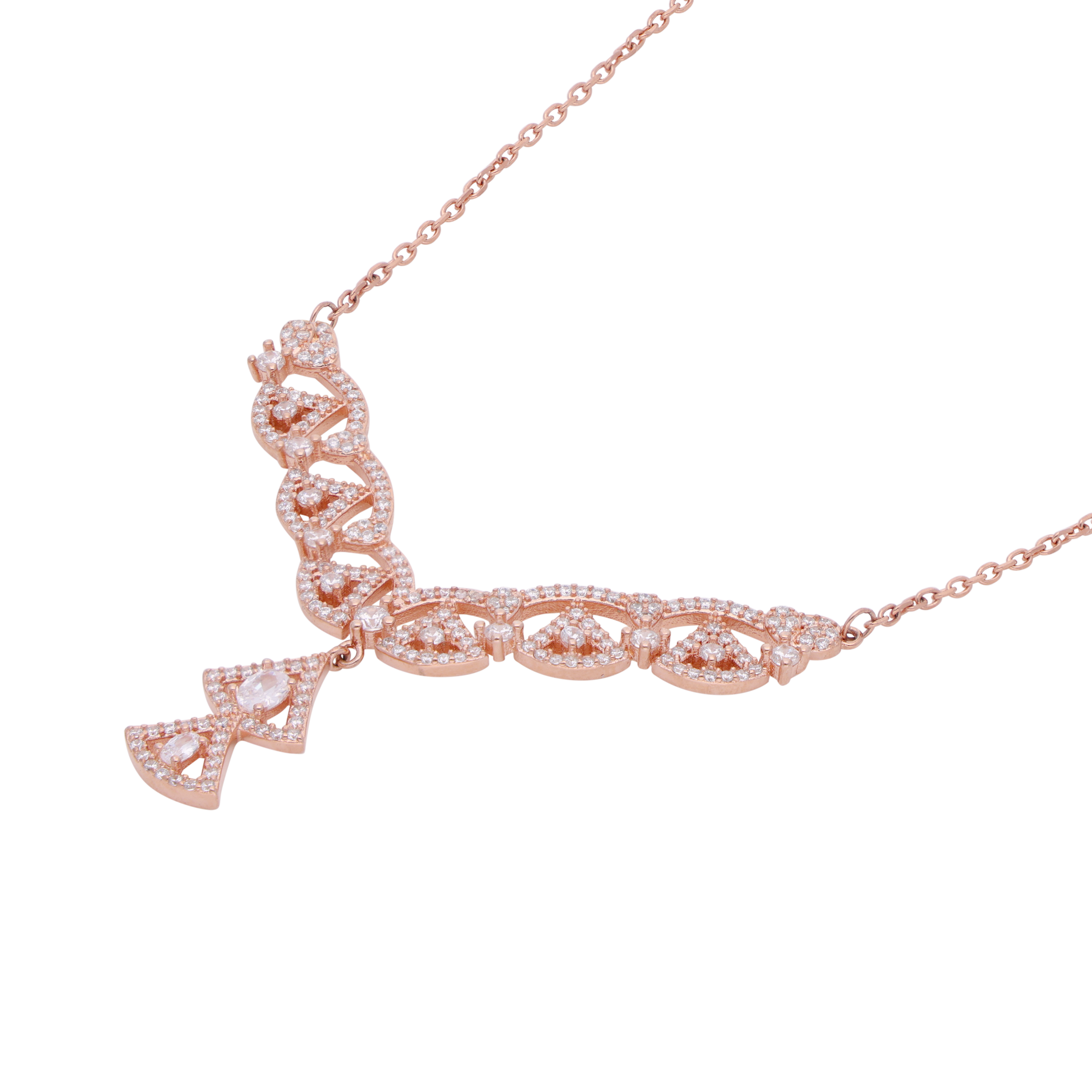 Radiant Rose: Sterling Silver Double Hood Chain Pendant | SKU : 0003113981