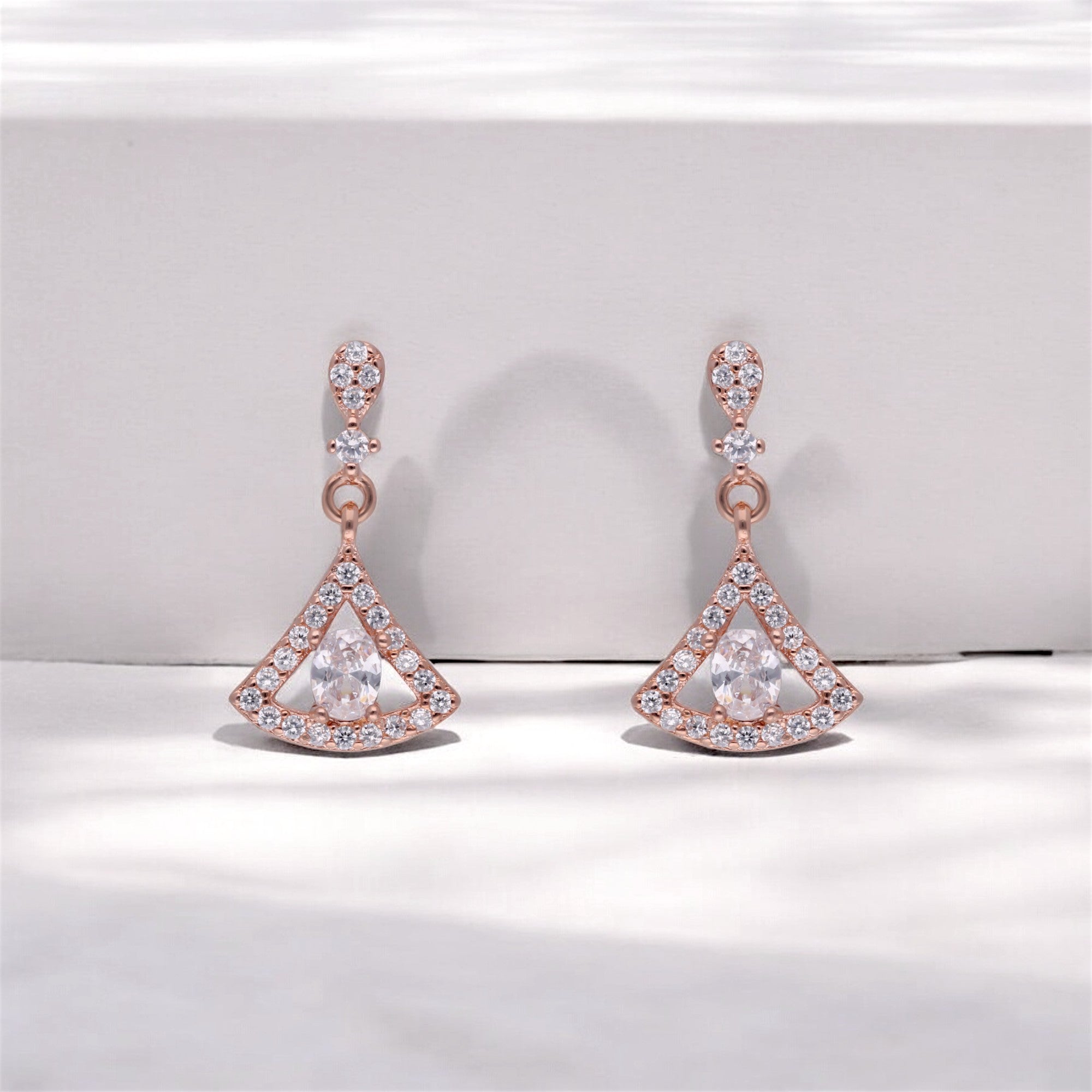 Rose Radiance: Sterling Silver Rose Gold Eardrops | SKU : 0003113998, 0003114018, 0003343173