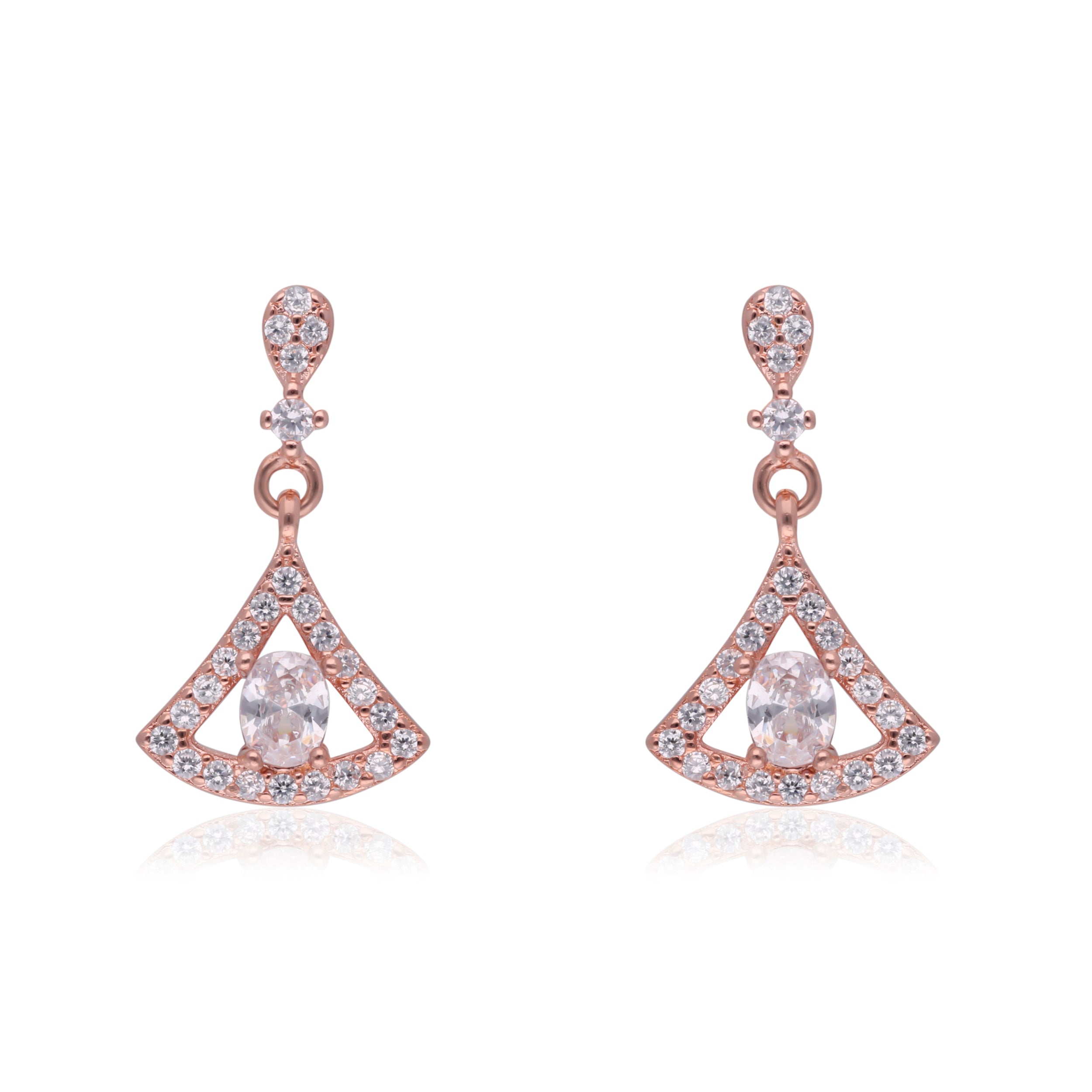 Rose Radiance: Sterling Silver Rose Gold Eardrops | SKU : 0003113998, 0003114018, 0003343173