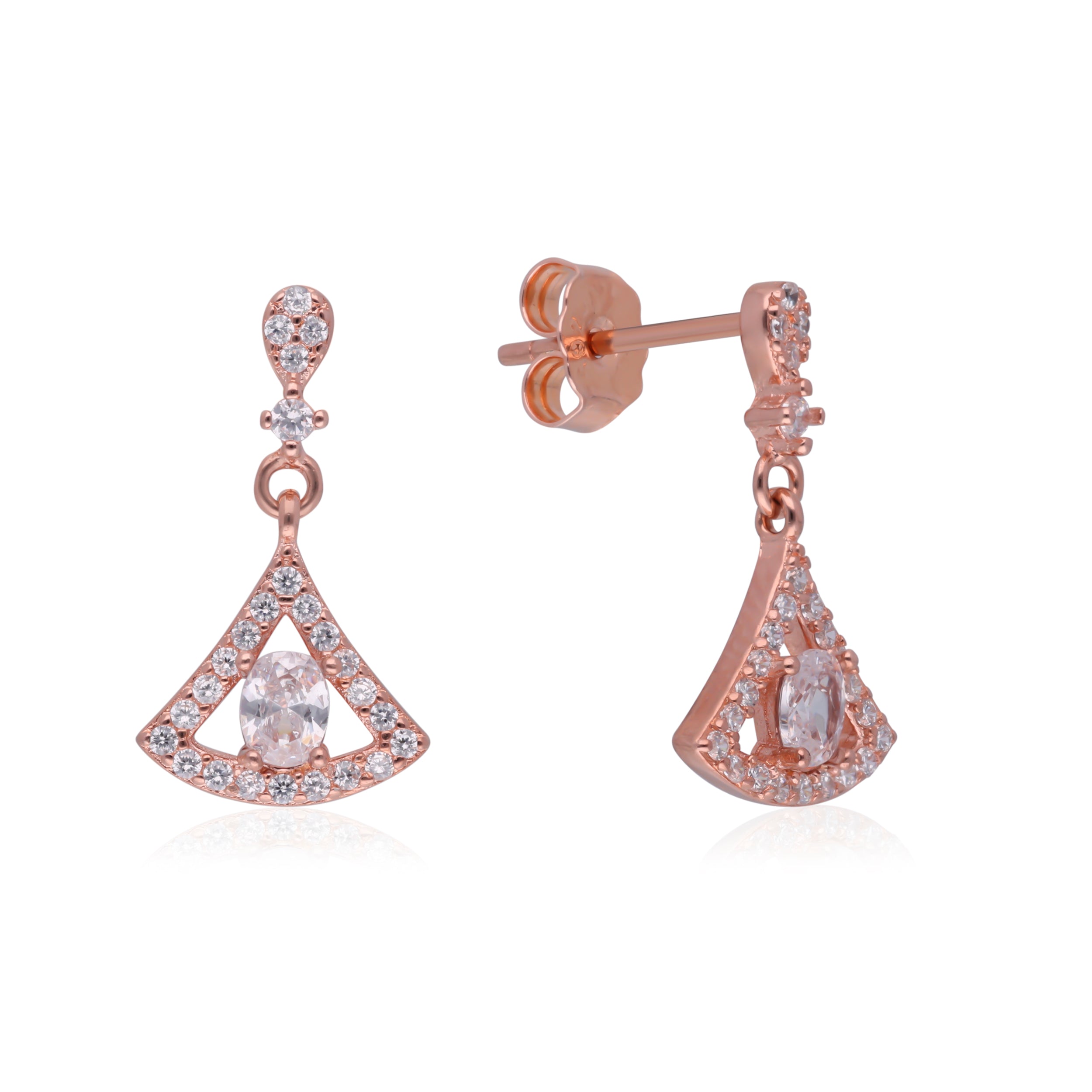 Rose Radiance: Sterling Silver Rose Gold Eardrops | SKU : 0003113998, 0003114018, 0003343173