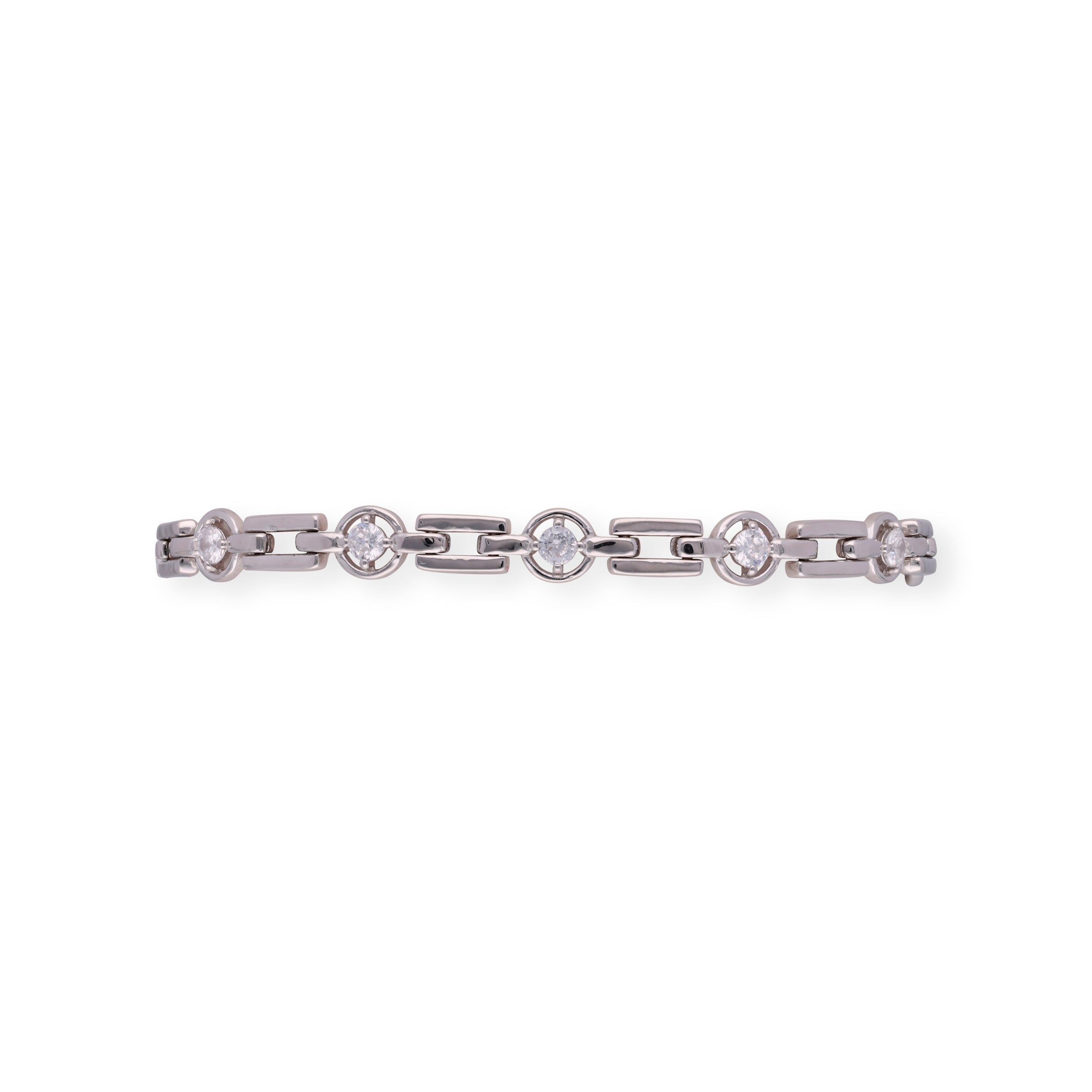 Sterling Silver Single Line Bracelet with Cubic Zirconia and Glossy Finish | SKU : 0003114087, 0003114094