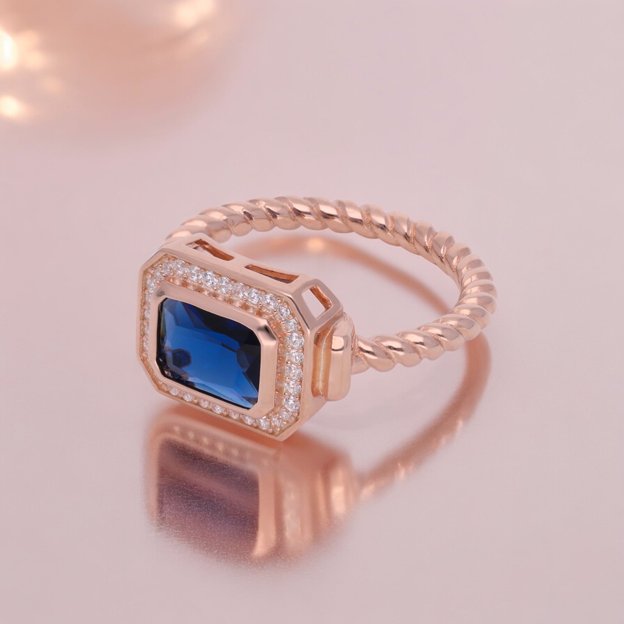 ROSE GOLD IMPERIAL BLUE RING | SKU : 0003114711