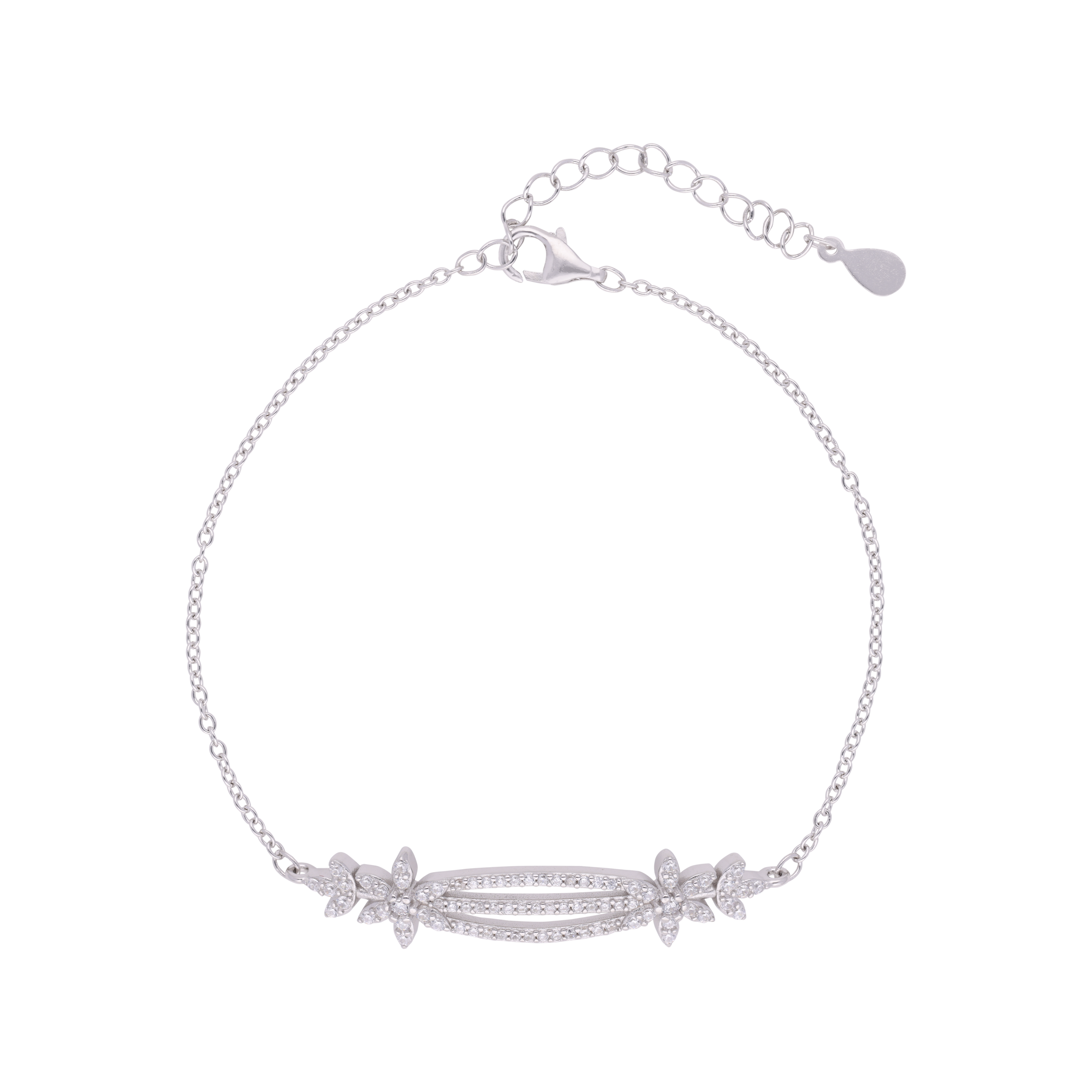 Sterling Silver Floral Design Chain Bracelet with Cubic Zirconia | SKU : 0003115329, 0003115282, 0003115367