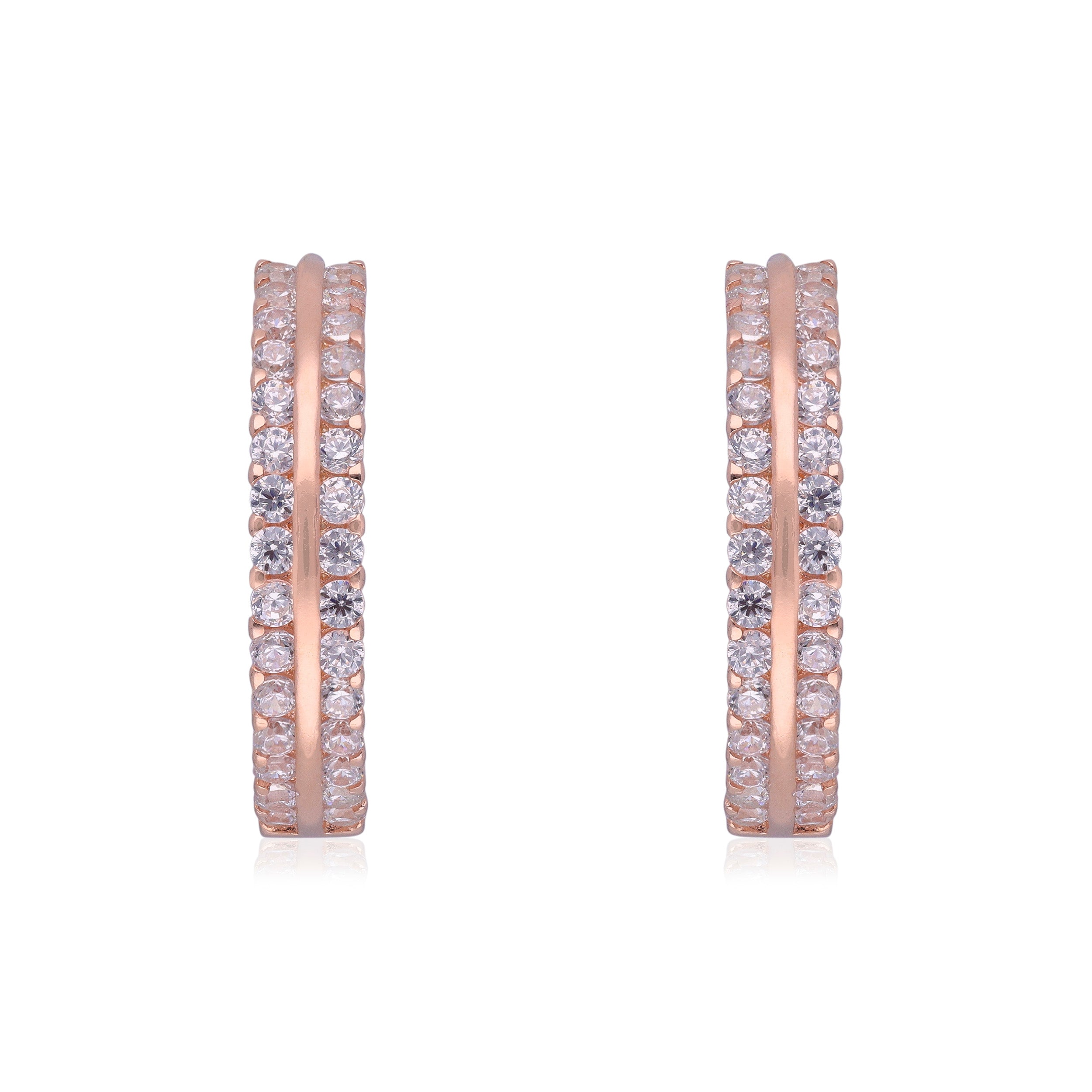 Rose Gold Full Eternity Diamond Hoop Earrings | SKU : 0003115589, 0003115602