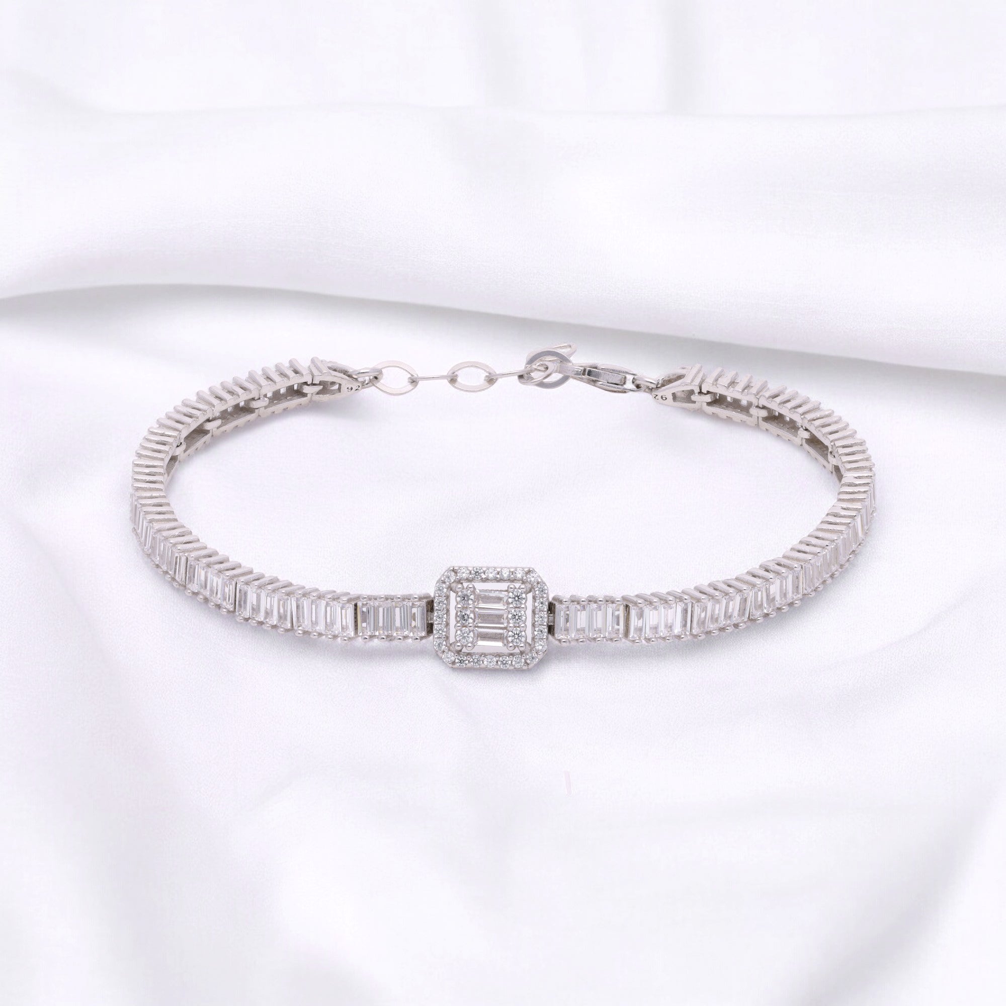 Art Deco-Inspired Silver Tennis Bracelet | SKU : 0003115855, 0003115800, 0003115794, 0003115879, 0003115862