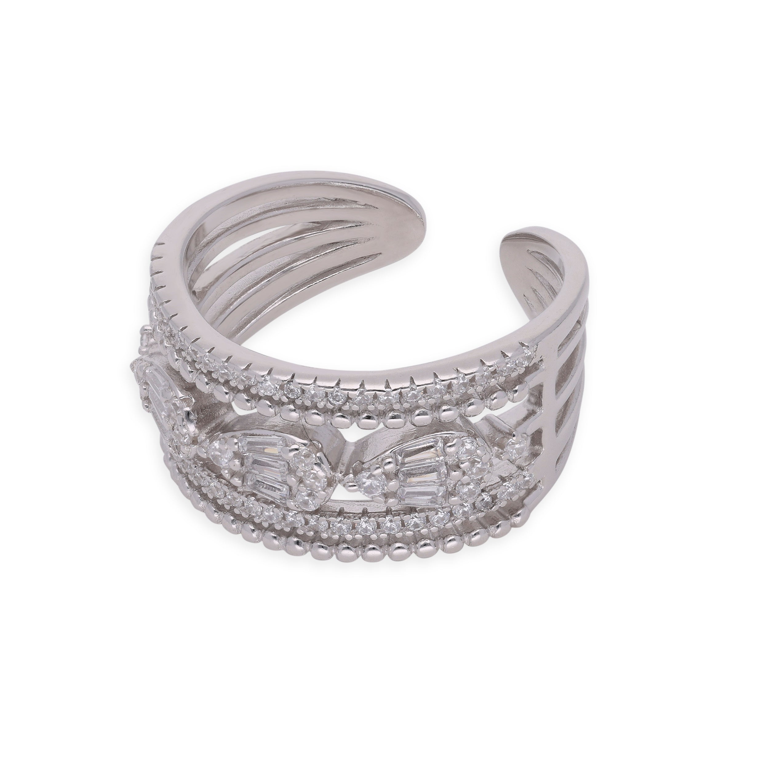 Enchanting Rose Gold Diamond Openwork Cuff Ring | SKU : 0003116197, 0003116111