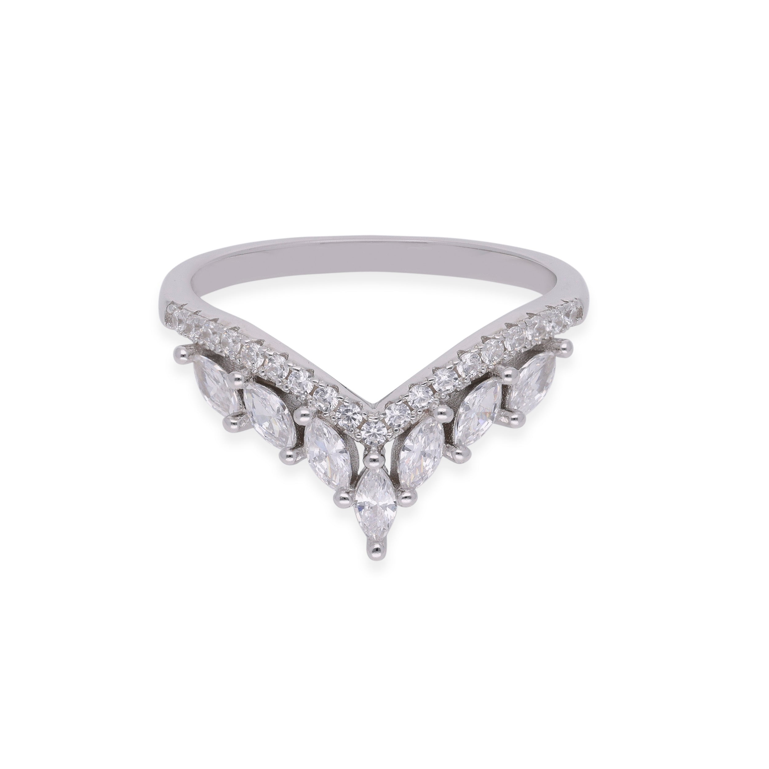 CRYSTAL CROWN SILVER RING | SKU : 0003116227