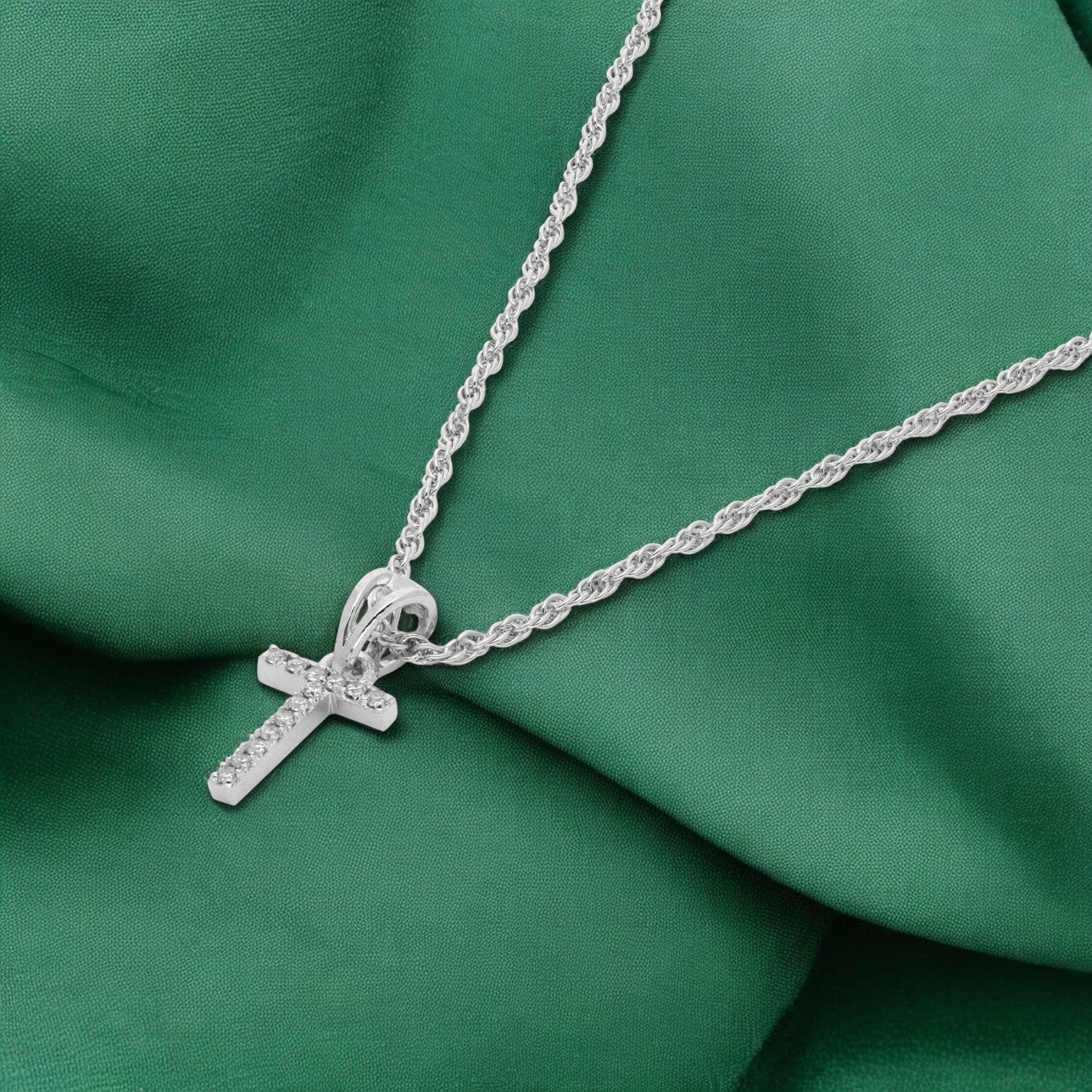 Elegant Sterling Silver 'T' Initial Chain Pendant with Cubic Zirconia Studs | SKU : 0003218501, 0003218525 , 0003218518