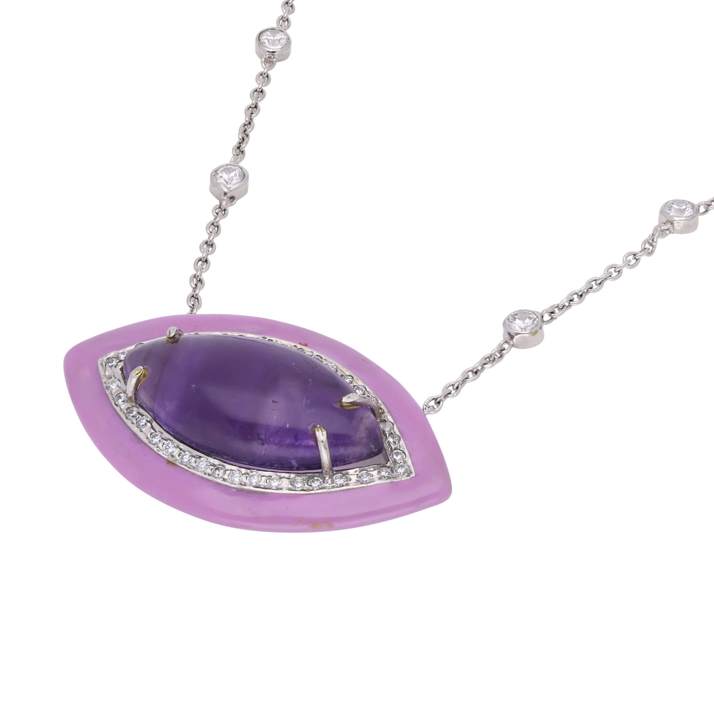 Elegant Sterling Silver Pendant Chain with Amethyst Stone | SKU : 0003242537 - crash.club by CKC