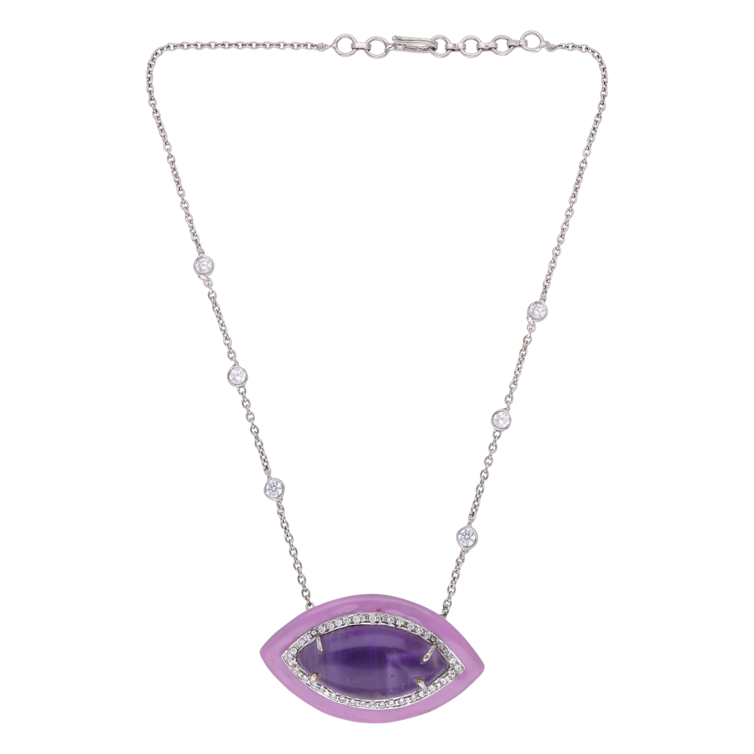 Elegant Sterling Silver Pendant Chain with Amethyst Stone | SKU : 0003242537