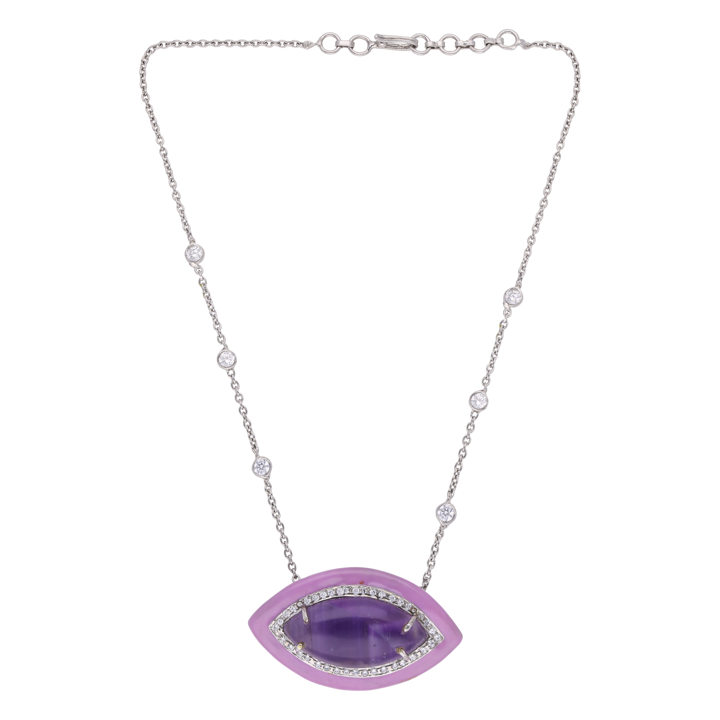 Elegant Sterling Silver Pendant Chain with Amethyst Stone | SKU : 0003242537 - crash.club by CKC