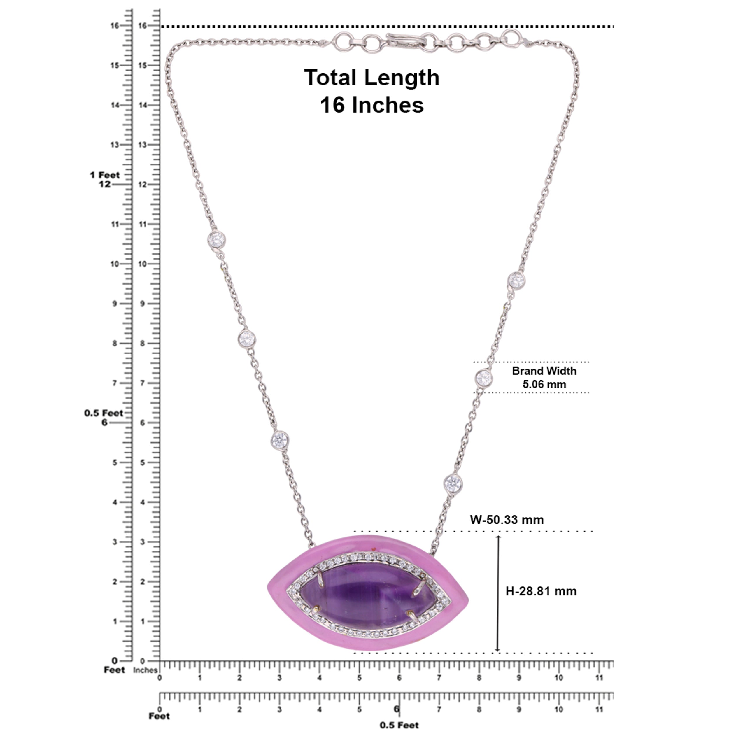 Elegant Sterling Silver Pendant Chain with Amethyst Stone | SKU : 0003242537 - crash.club by CKC