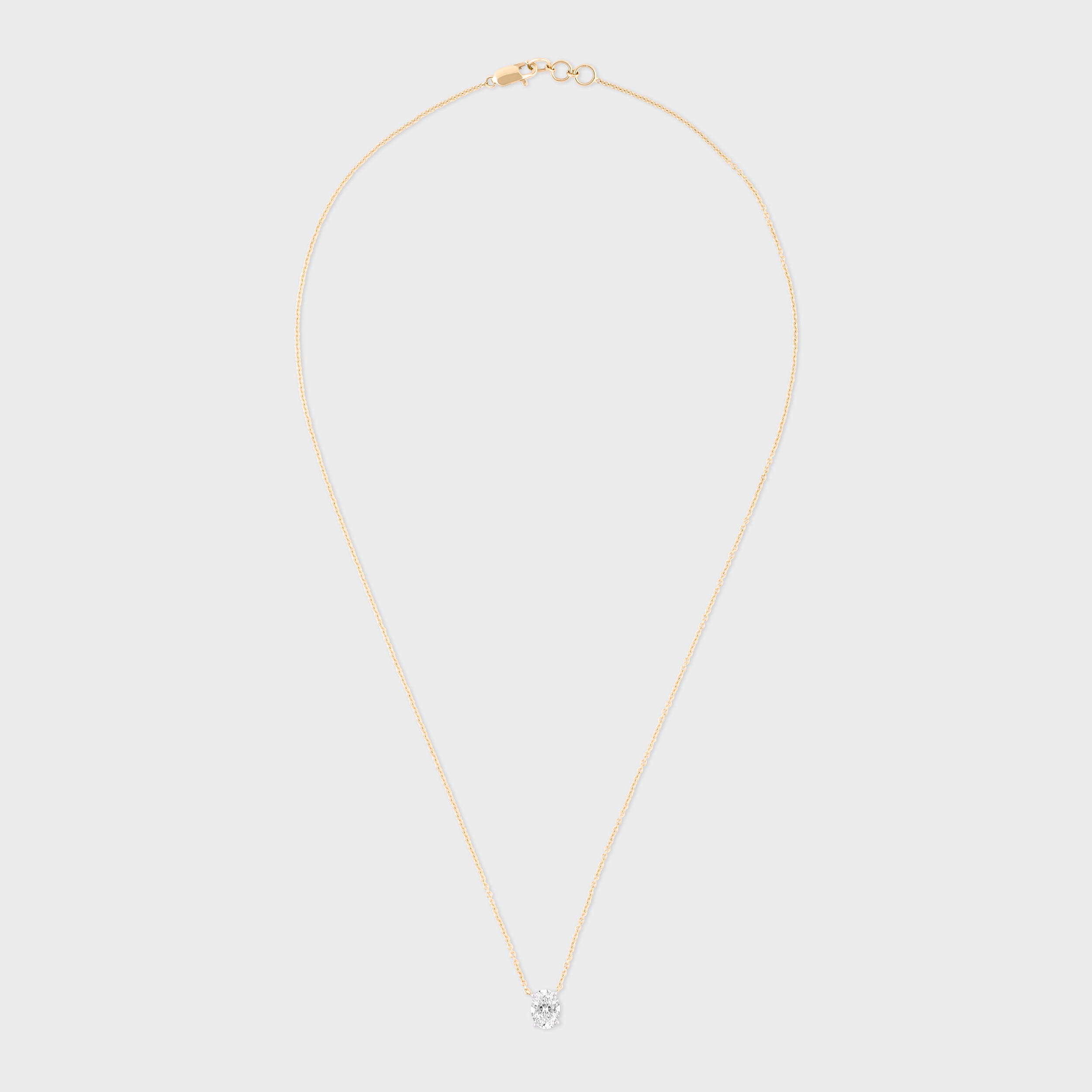 Oval 1.00 Carat Solitaire Lab-Grown Diamond Double Hook Pendant Chain | SKU : 0003331965