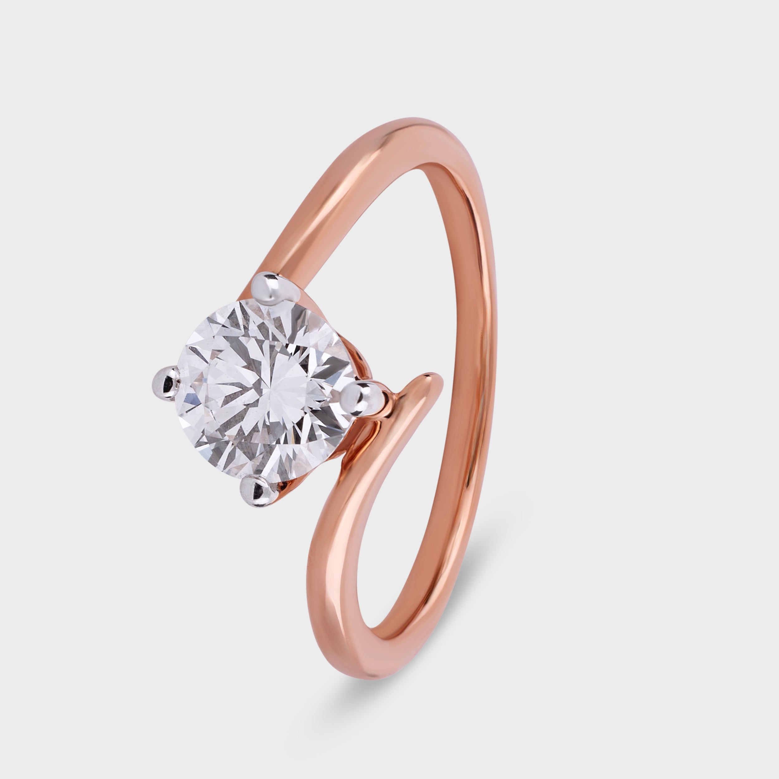 Round Brilliant 1.01 Carat Lab Grown Solitaire Diamond Rose Gold 18K Ring | SKU : 0003331996