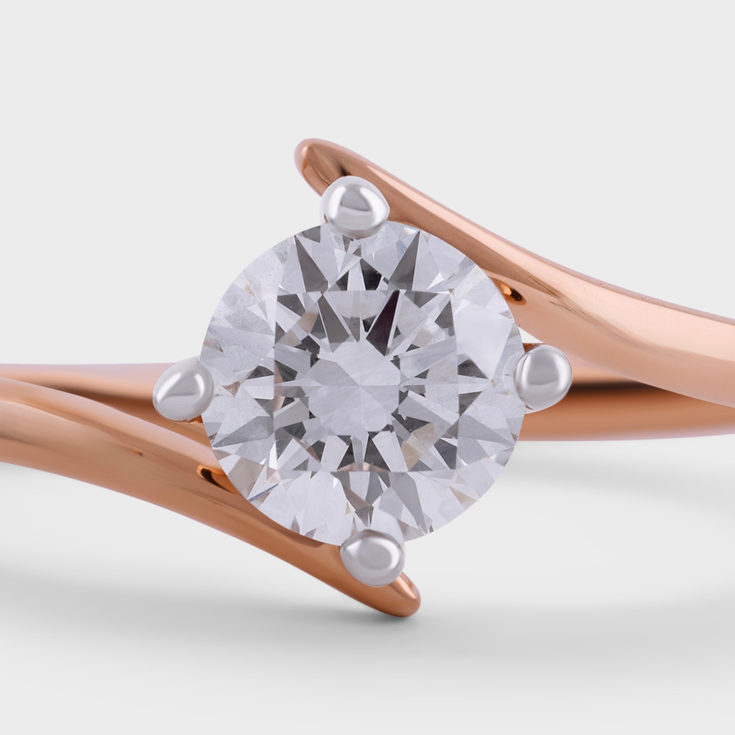 Round Brilliant 1.01 Carat Lab Grown Solitaire Diamond Rose Gold 18K Ring | SKU : 0003331996