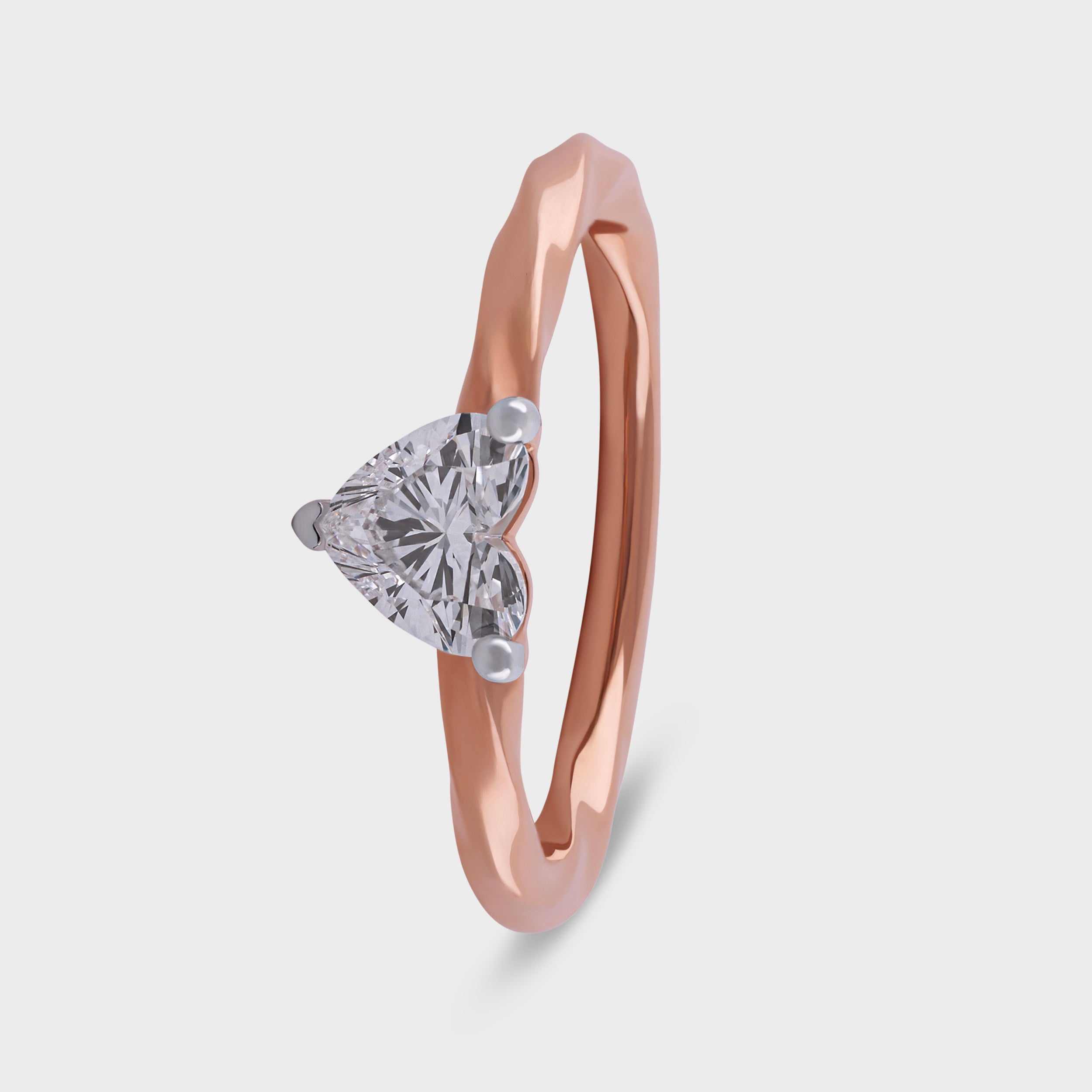 Fancy Heart Shape 0.710 Carat Lab Grown Solitaire Diamond Rose Gold 18K Ring | SKU : 0003332016