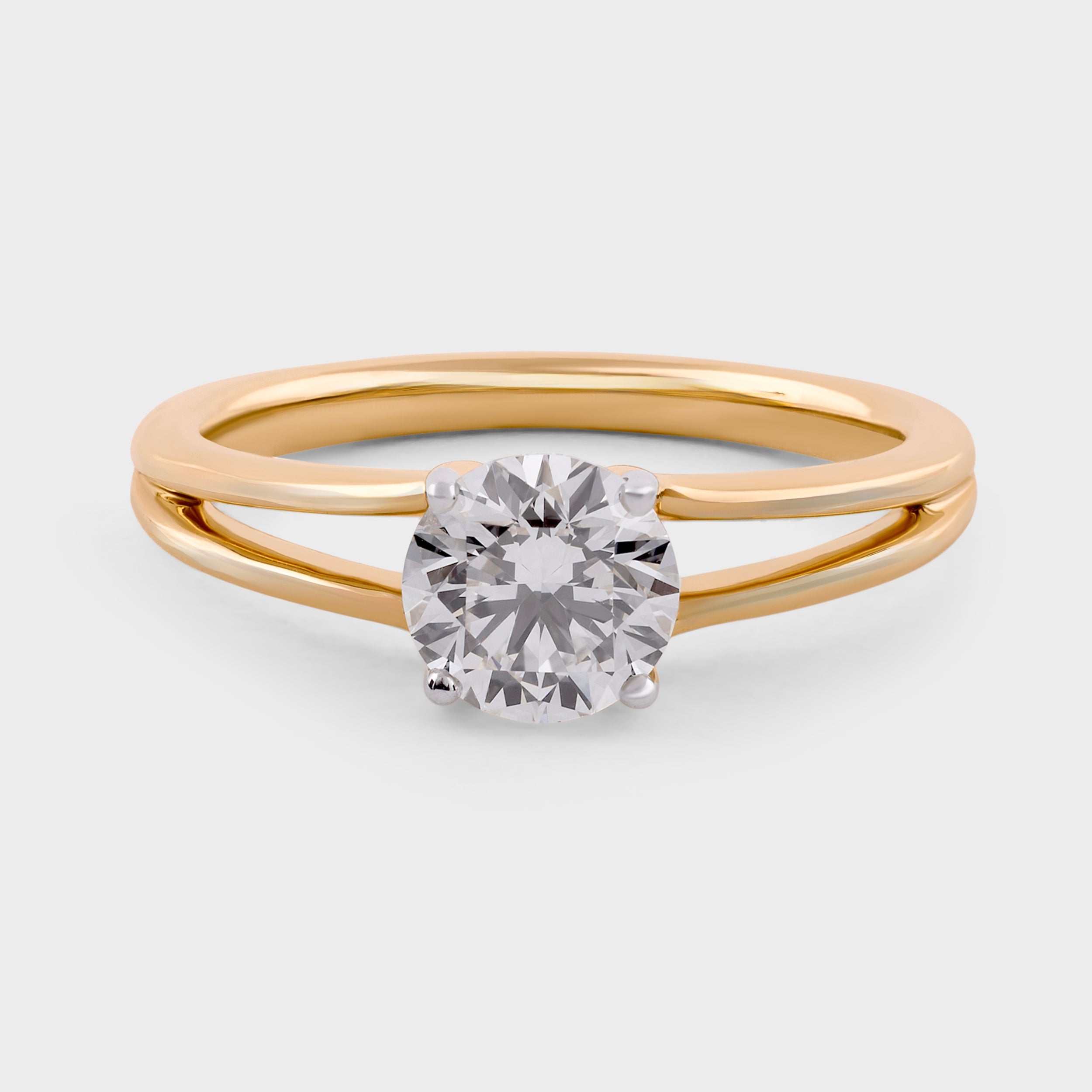 Round Brilliant 1.09 Carat Lab Grown Solitaire Diamond Yellow Gold 18K Ring | SKU : 0003332030 - crash.club by CKC