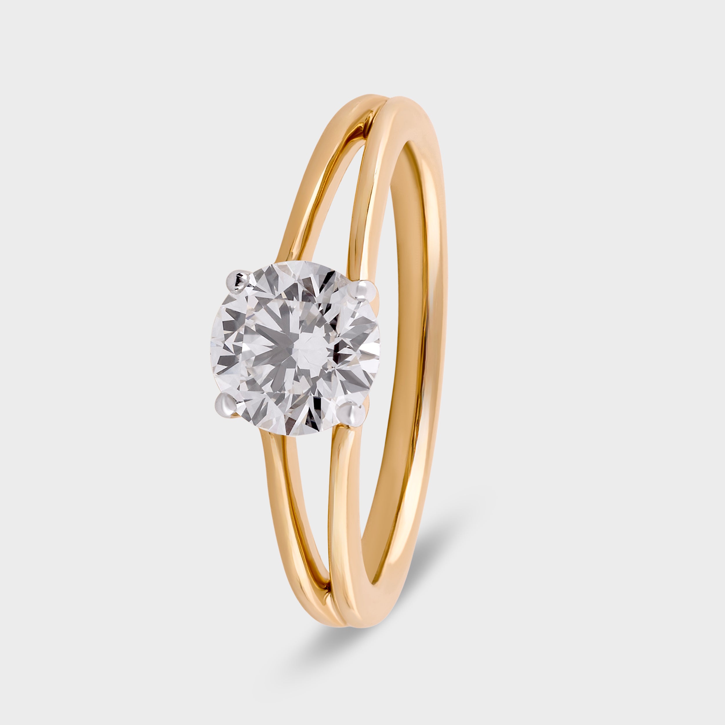 Round Brilliant 1.09 Carat Lab Grown Solitaire Diamond Yellow Gold 18K Ring | SKU : 0003332030