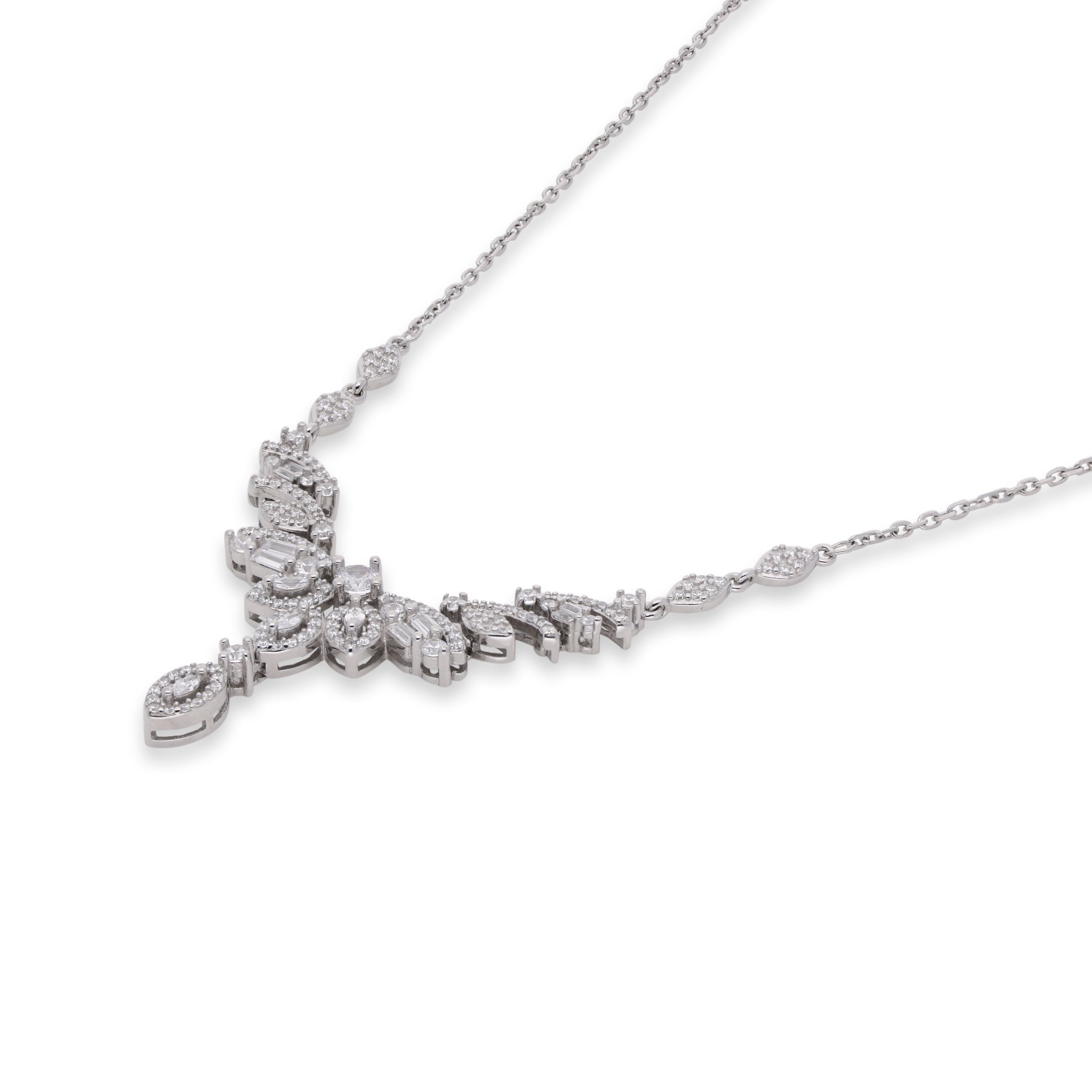 Elegant Silver Necklace with Cubic Zircons | SKU : 0003343081