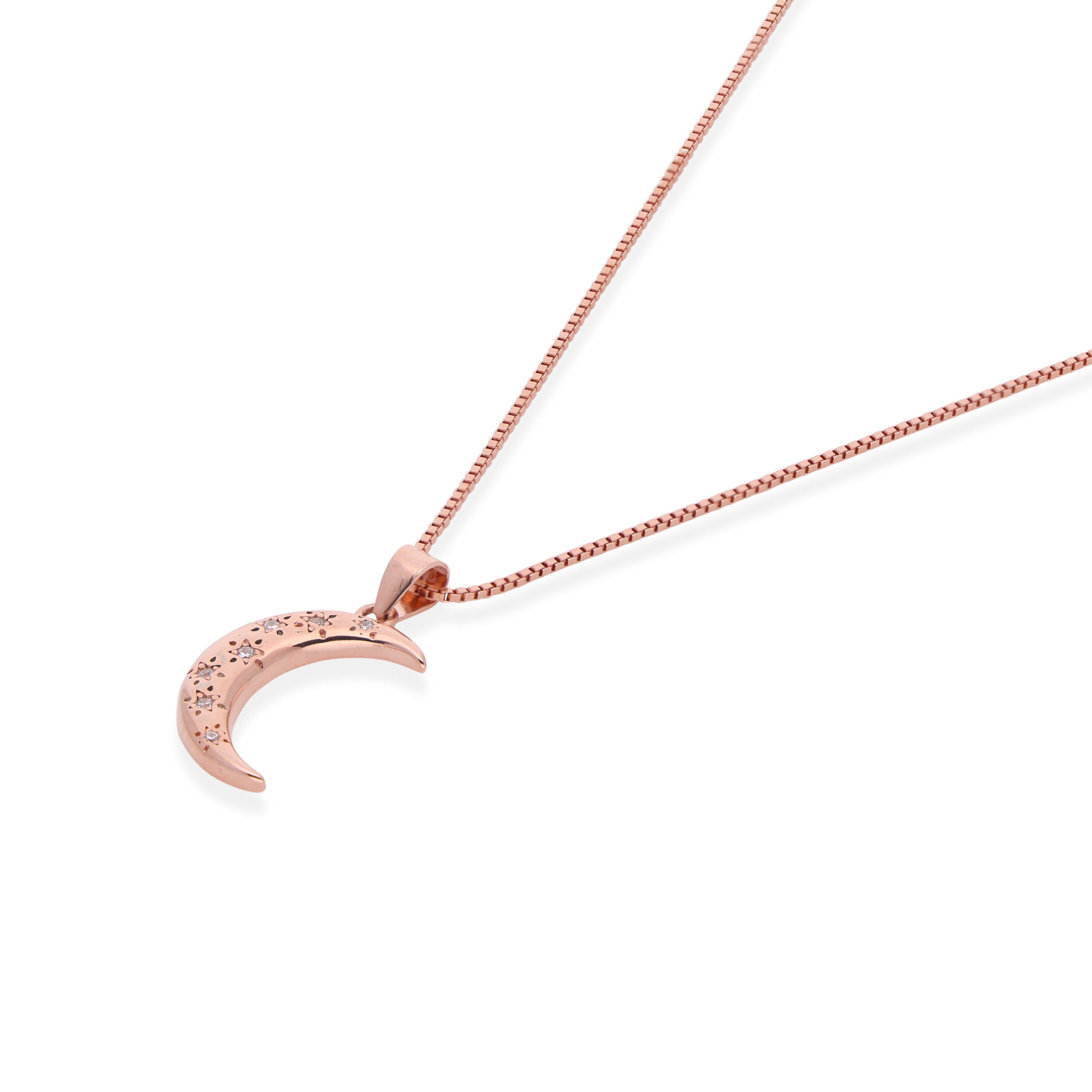 Rose Gold Crescent Moon Pendant Necklace | SKU : 0003343302