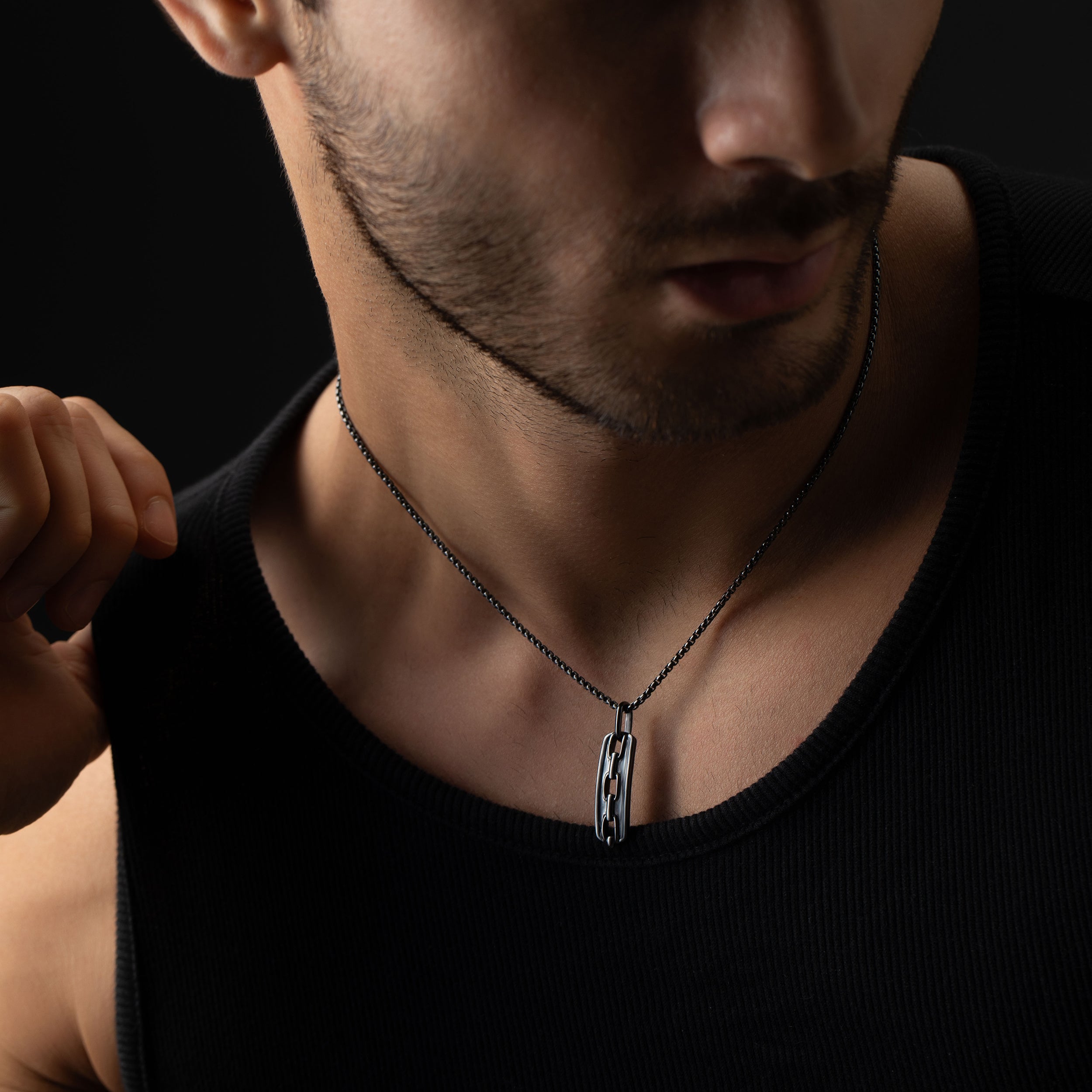 Men's Black Rhodium Silver Chain Pendant | SKU : 0003357071, 0020690878