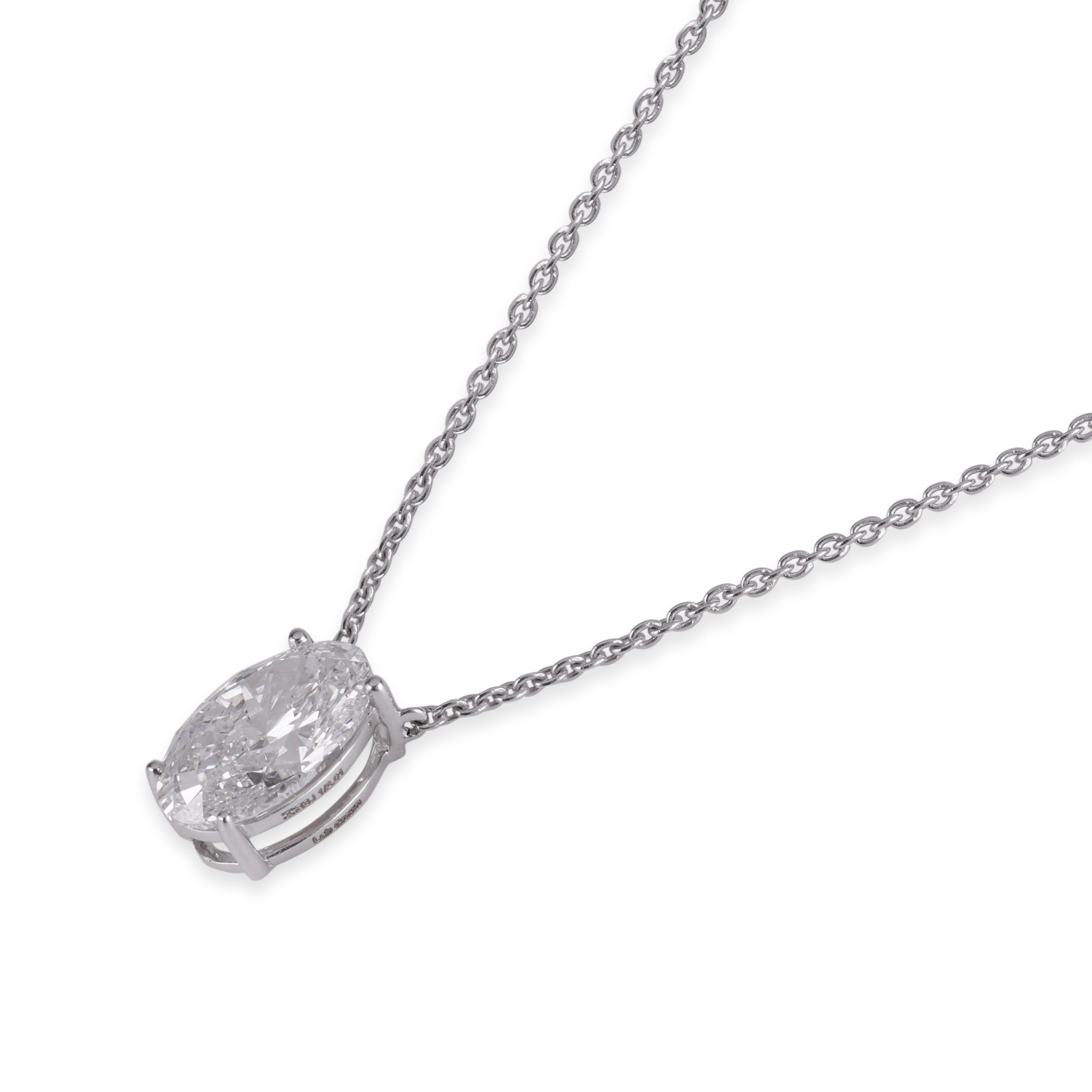 Oval-Cut 2.02 Carat Prong Setting Lab-Grown Diamond Necklace in White Gold| SKU : 0003362921