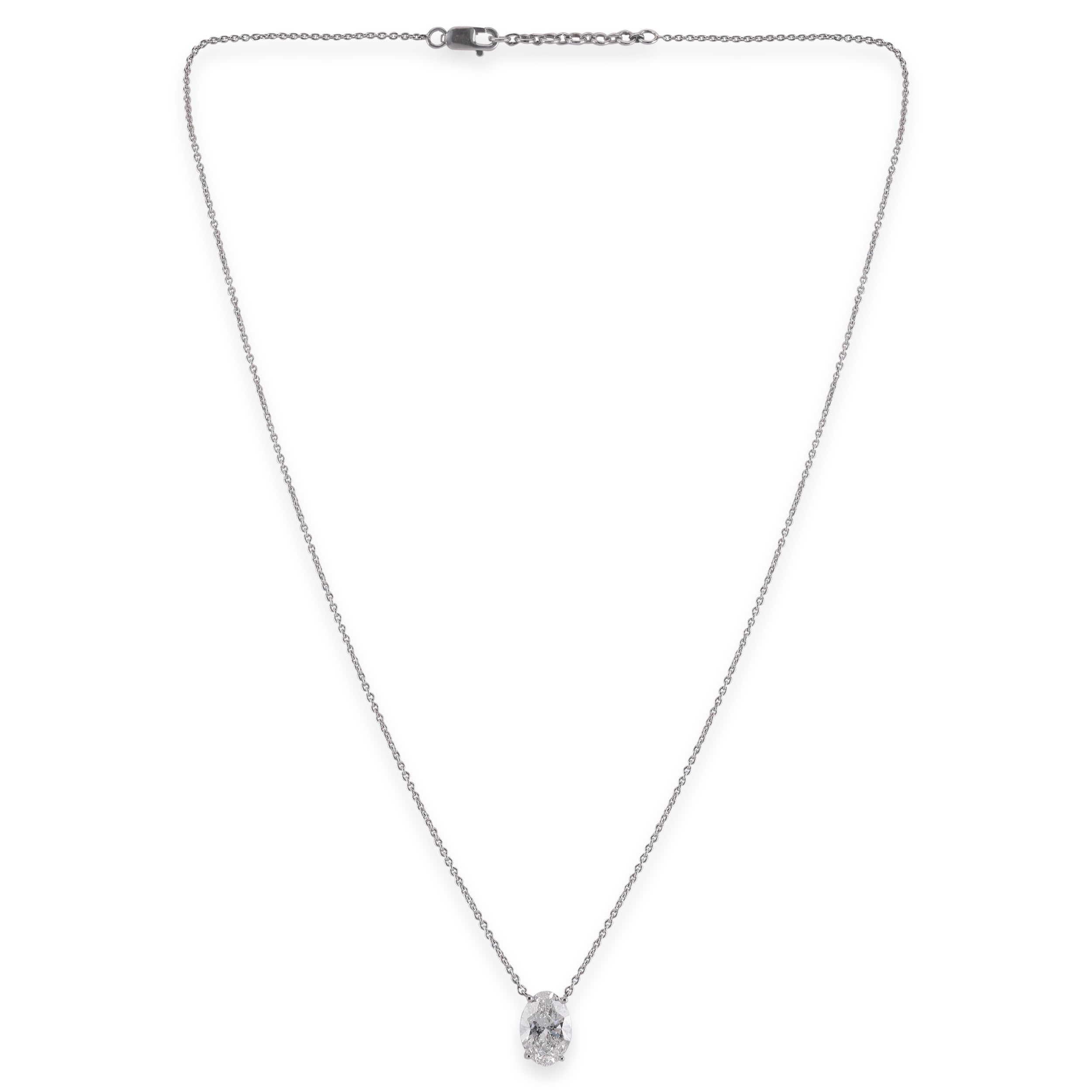 Oval-Cut 2.02 Carat Prong Setting Lab-Grown Diamond Necklace in White Gold| SKU : 0003362921