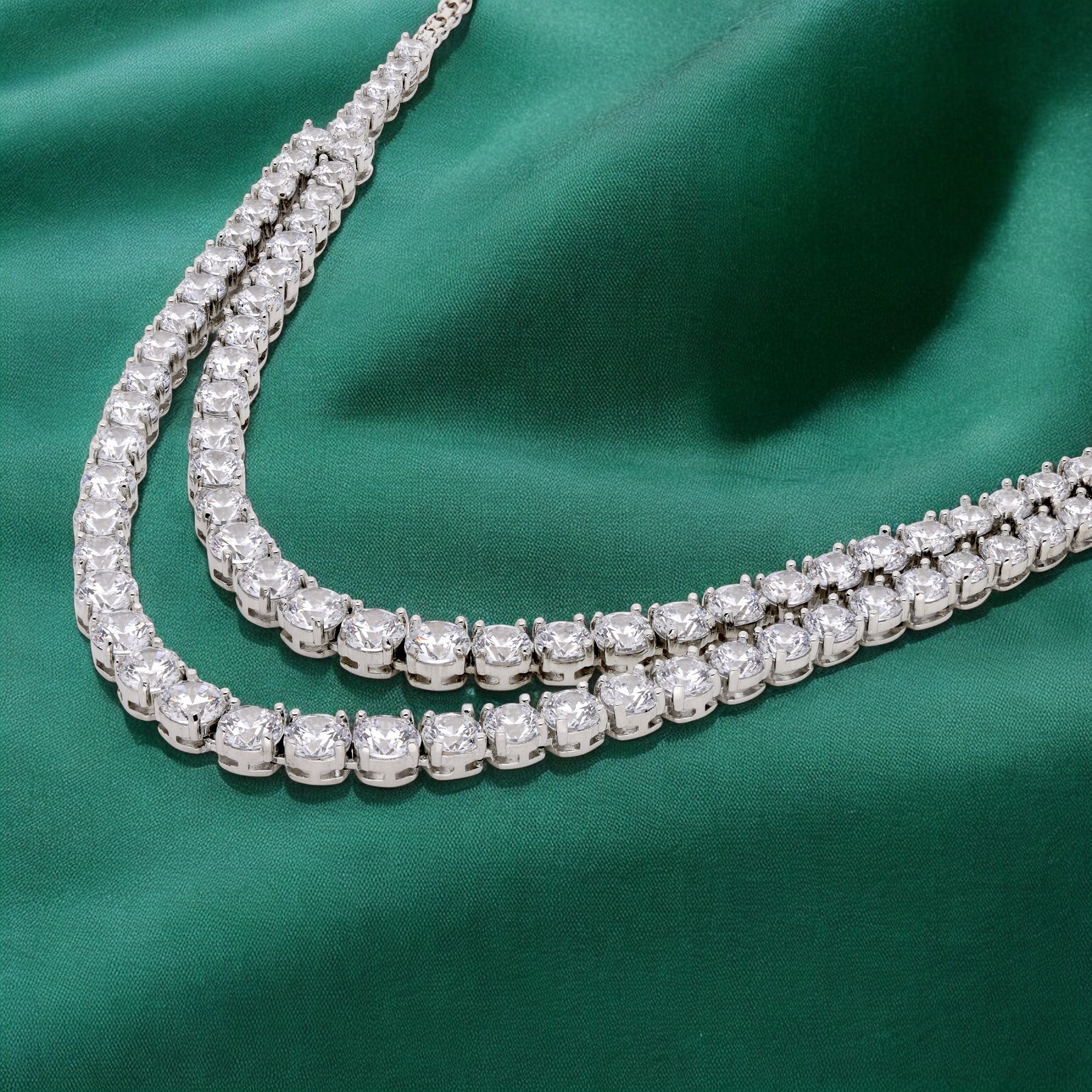 Radiant Silver Cubic Zirconia Necklace | SKU : 0003366141