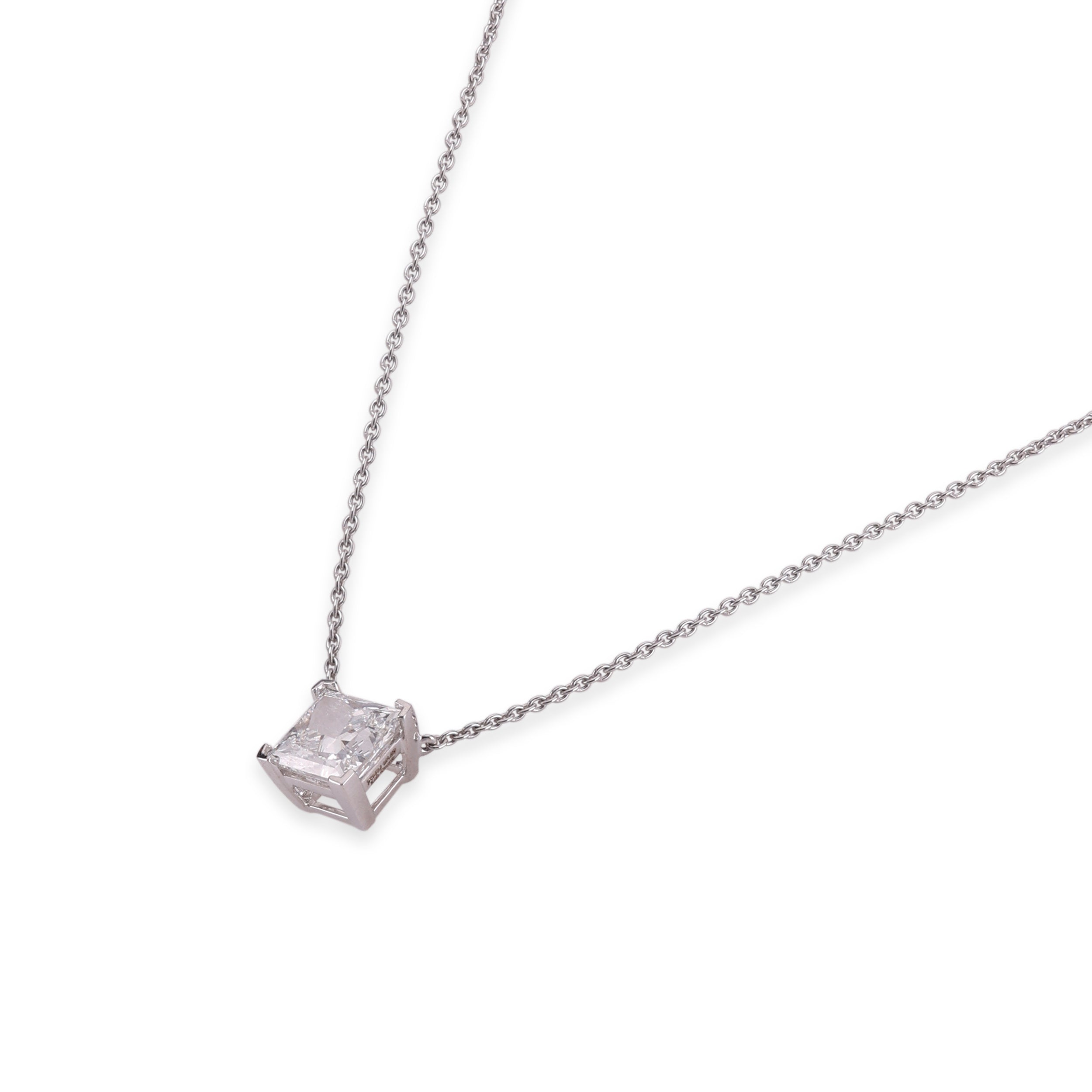 Princess-Cut 1.03 Carat Lab-Grown Diamond Necklace in White Gold| SKU : 0003379677