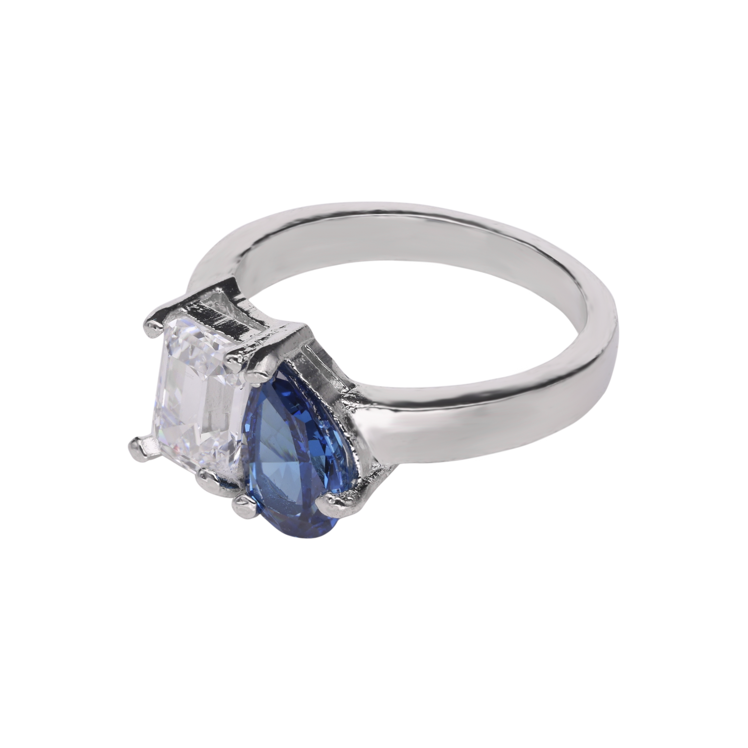 Blue Gemstone Ring Encircled with Sparkling Accents | SKU : 0003395141, 0020809973, 0020809980, 0003395158