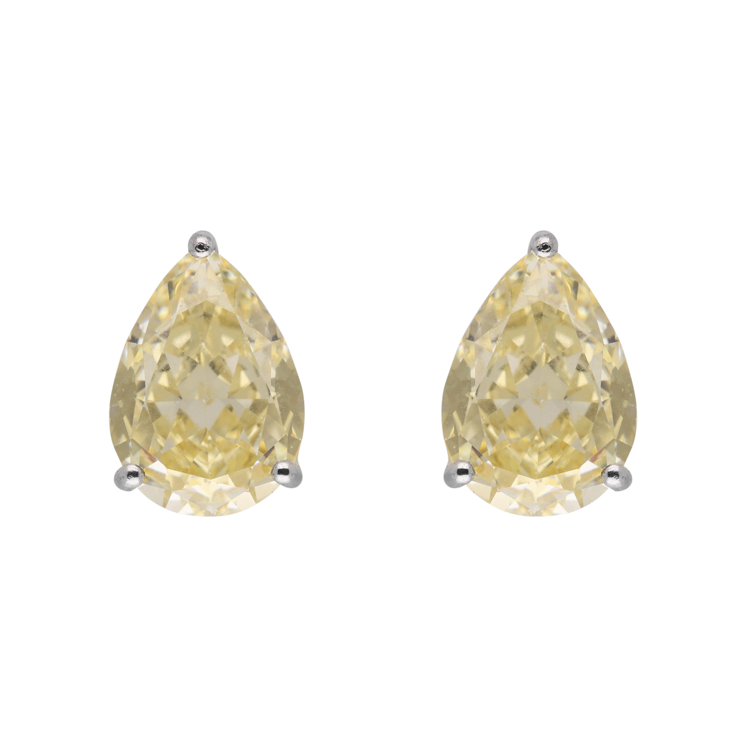 Sterling Silver Pear-Shaped Light Yellow Gemstone Stud Earrings | SKU : 0003396124, 0020809454