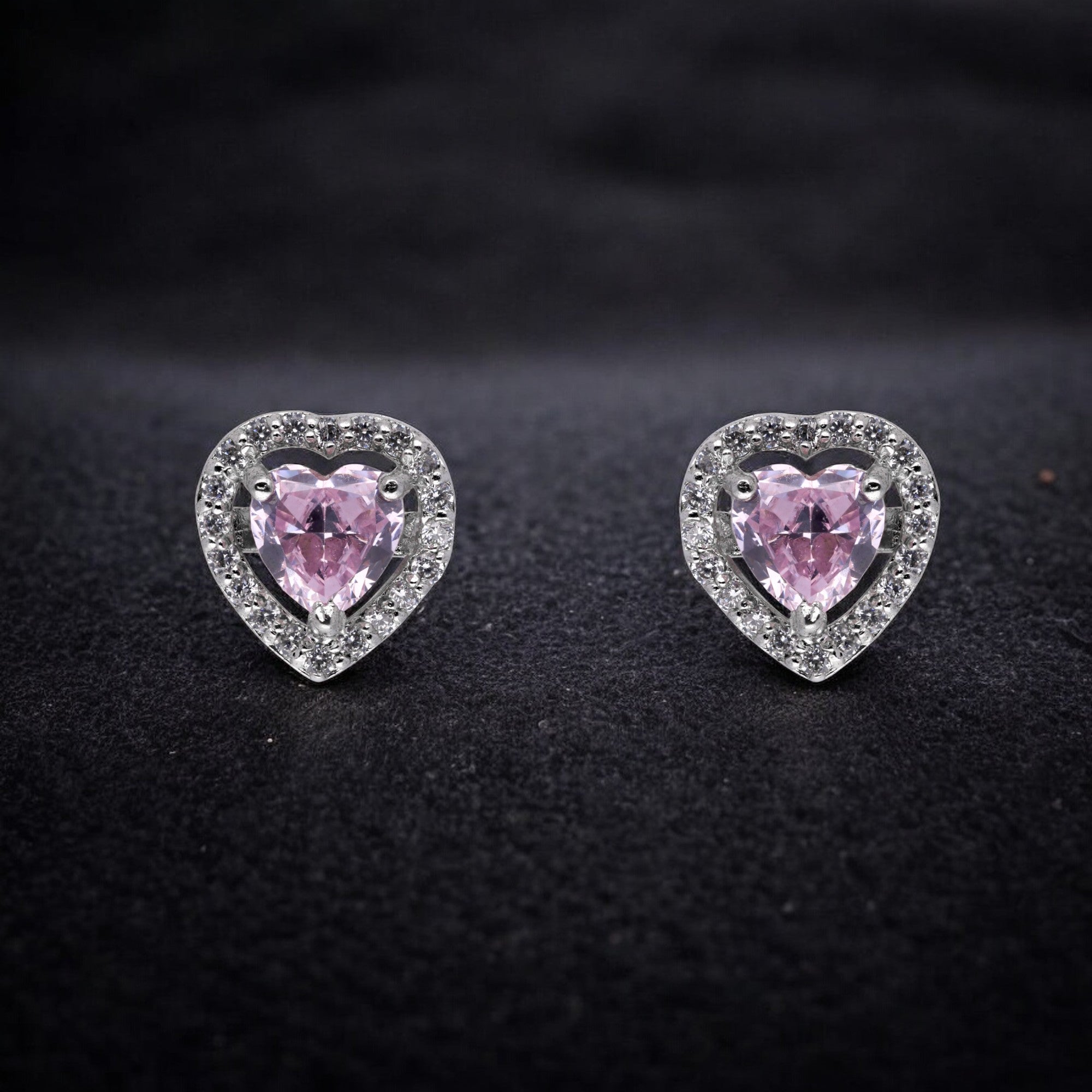 Silver Heart-Shaped Zirconia  Stud Earrings | SKU : 0003396261 , 0020809652, 0003396254