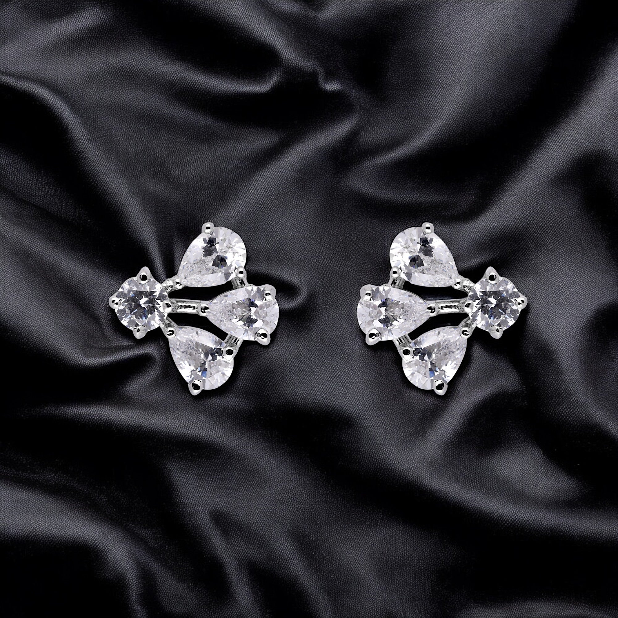 Silver Half Petals Stud Earrings | SKU : 0020809744, 0003396346 , 0003396339 , 0020809737