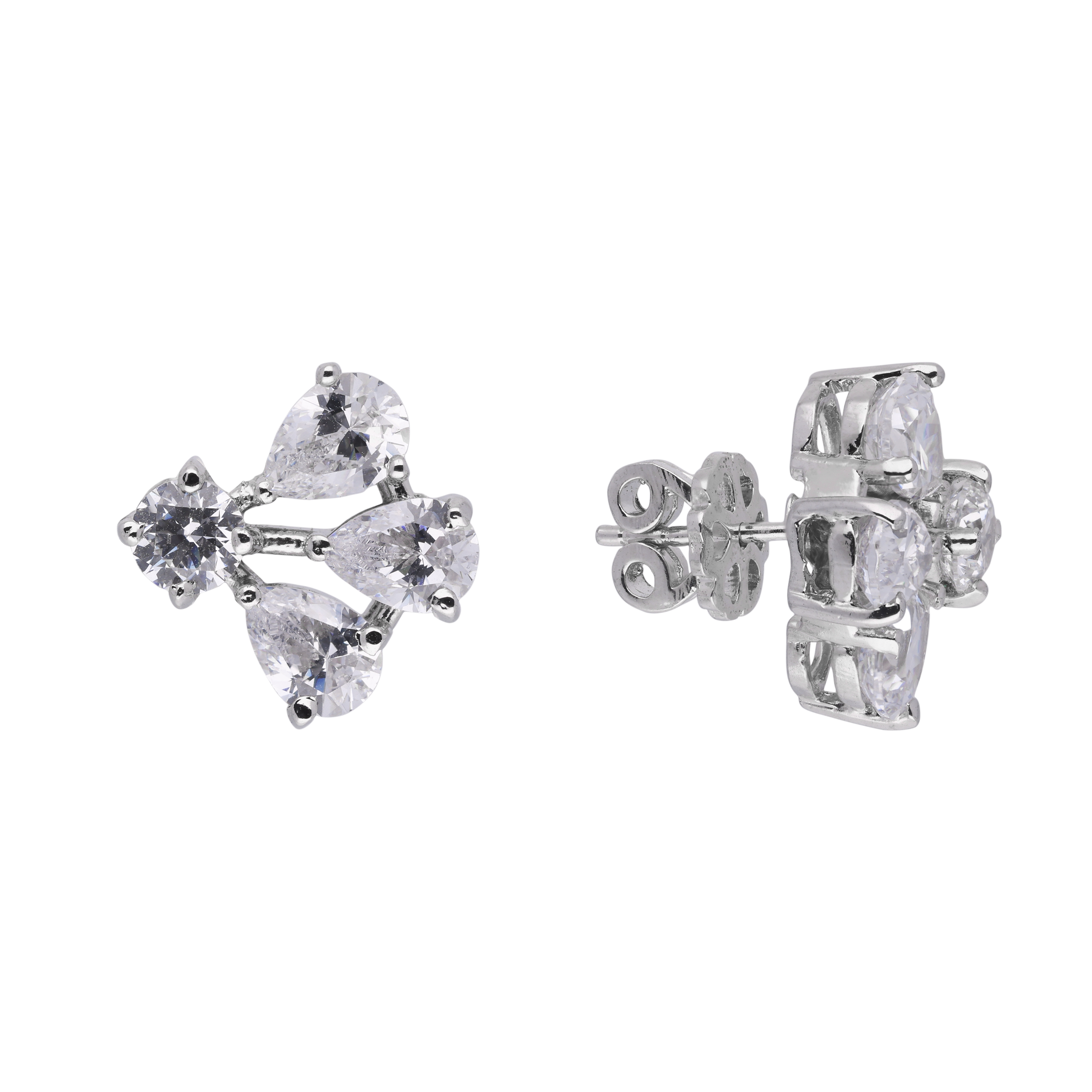 Silver Half Petals Stud Earrings | SKU : 0020809744, 0003396346 , 0003396339 , 0020809737