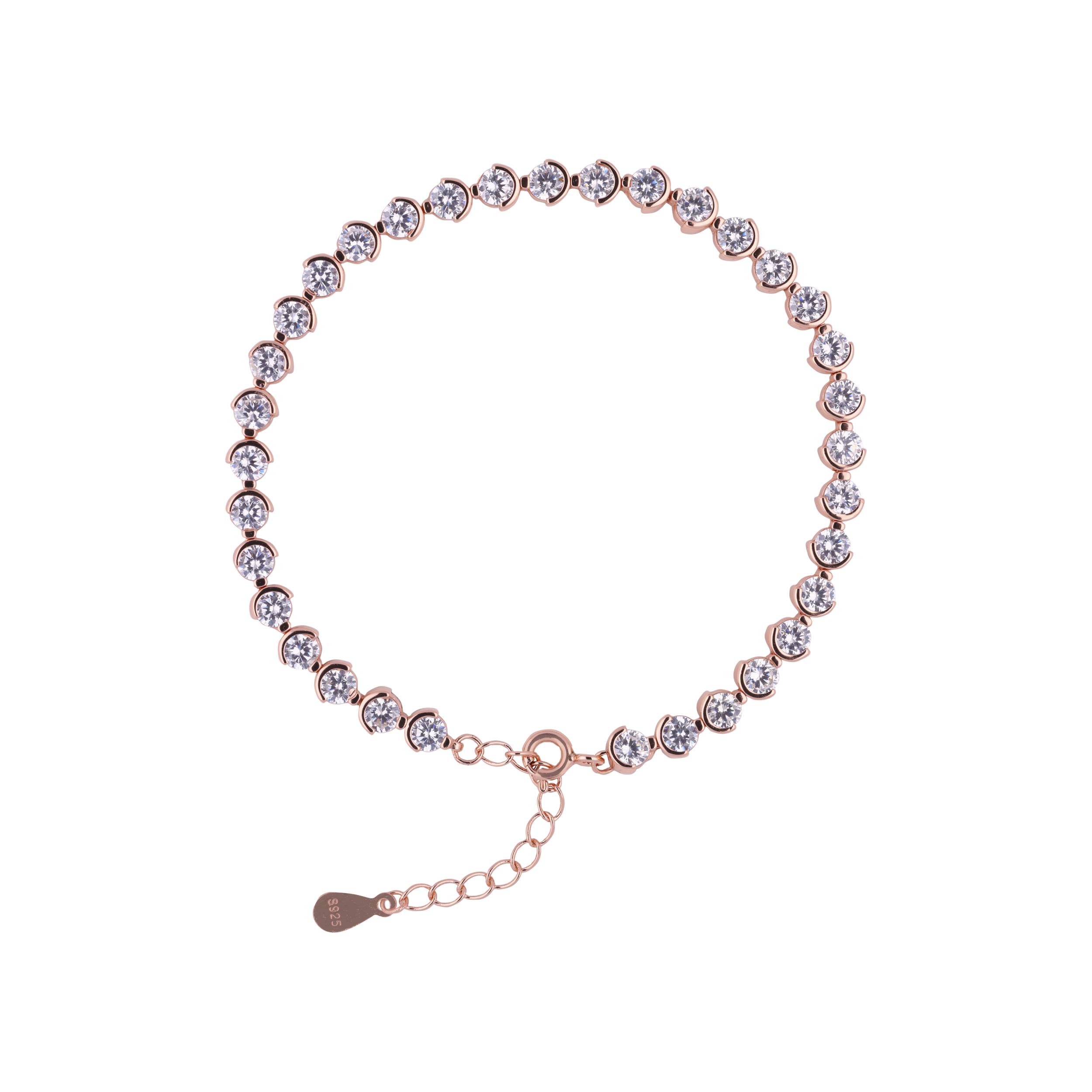 Cubic Zirconia Sterling Silver Chain Bracelet | SKU : 0020853747, 0003403136